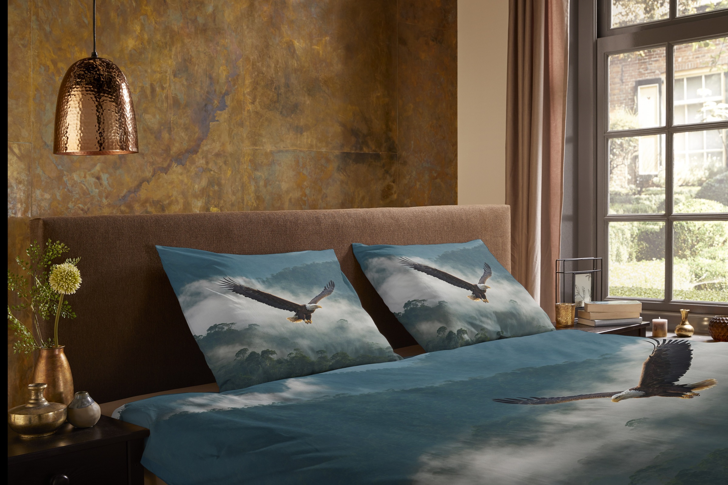 Thumbnail - PURE luxury collection Wendebettwäsche "Eagle" 3 Stk. Mikrofaser, Pflegeleicht, Reißverschluss, Wendeoptik, Natur, Adler