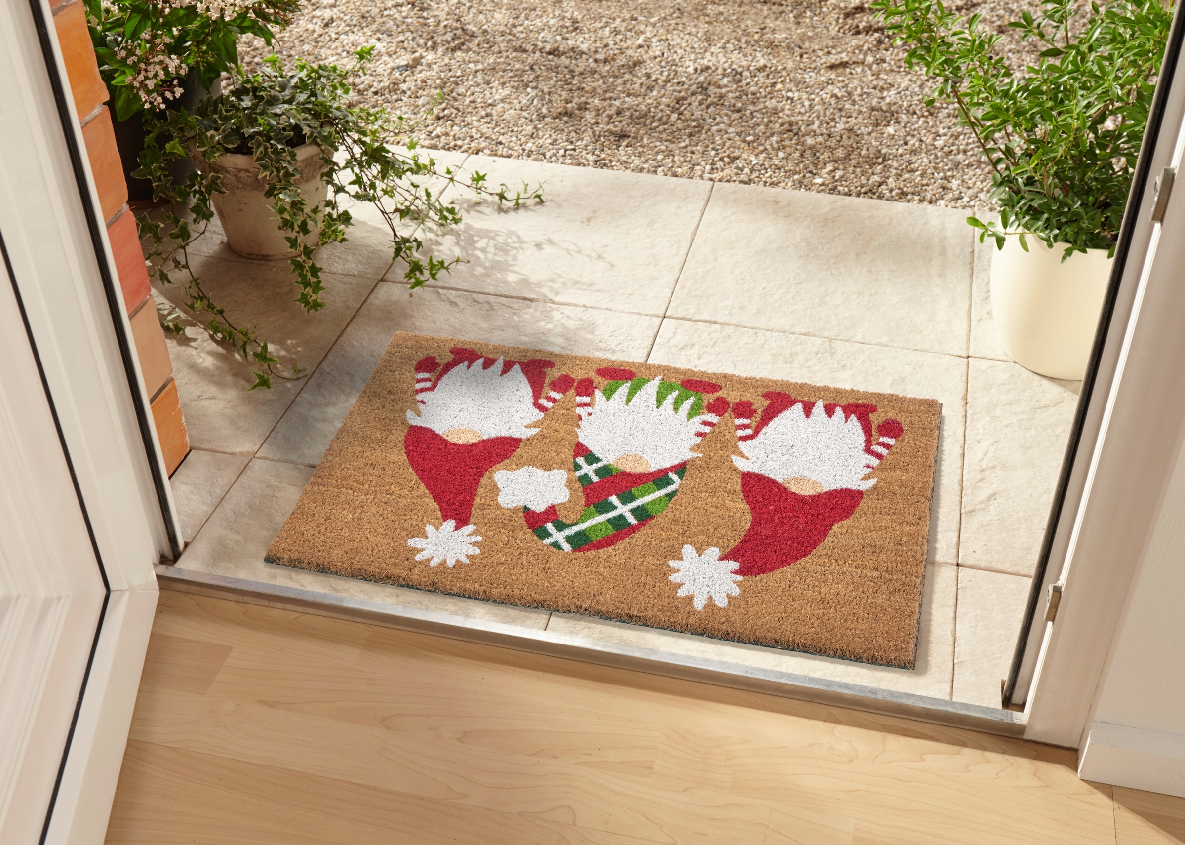 HANSE Home Fußmatte »Mix Mats Kokos Christmas Gnomes, Türmatte«, rechteckig, 15 mm Höhe, Weihnachten, Schmutzfangmatte, Outdoor, Rutschfest, Innen, Kokosmatte