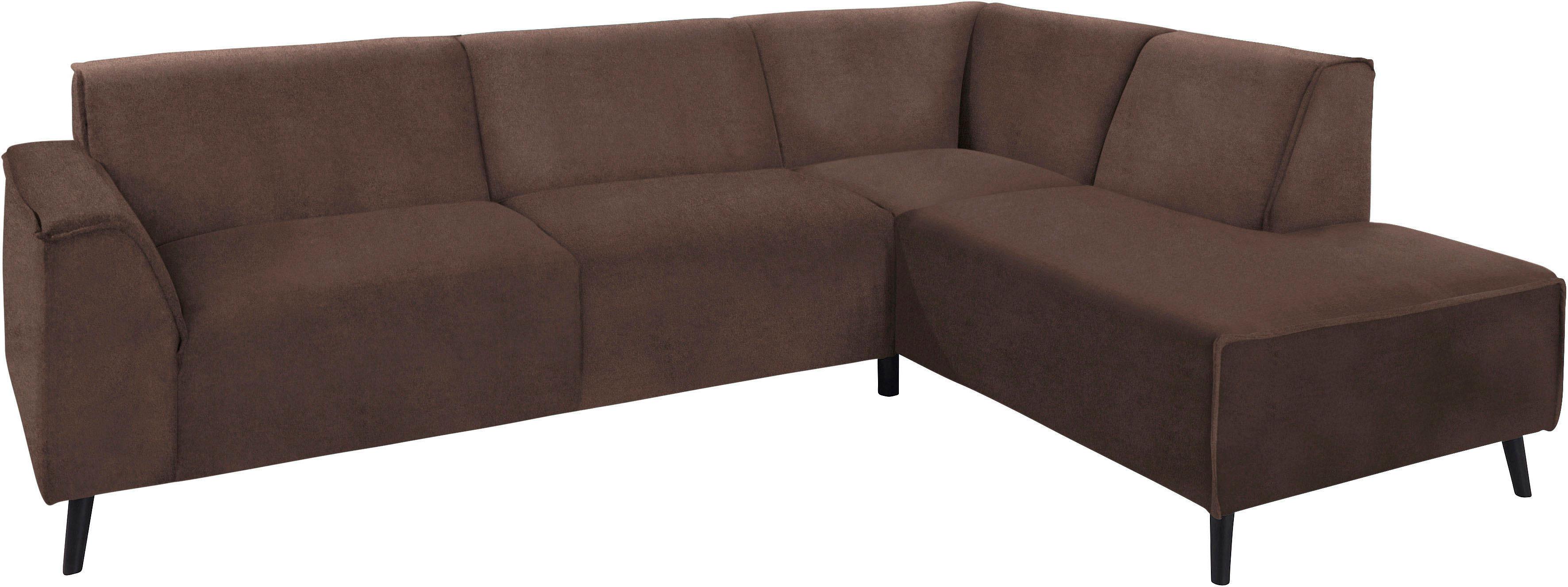 DOMO collection Ecksofa "Amora, inkl. Federkern für mehr Sitzkomfort, Breite 263cm, L-Form" Komfortsitzhöhe 47 cm, Fußhöhe passend für gängige Saugroboter