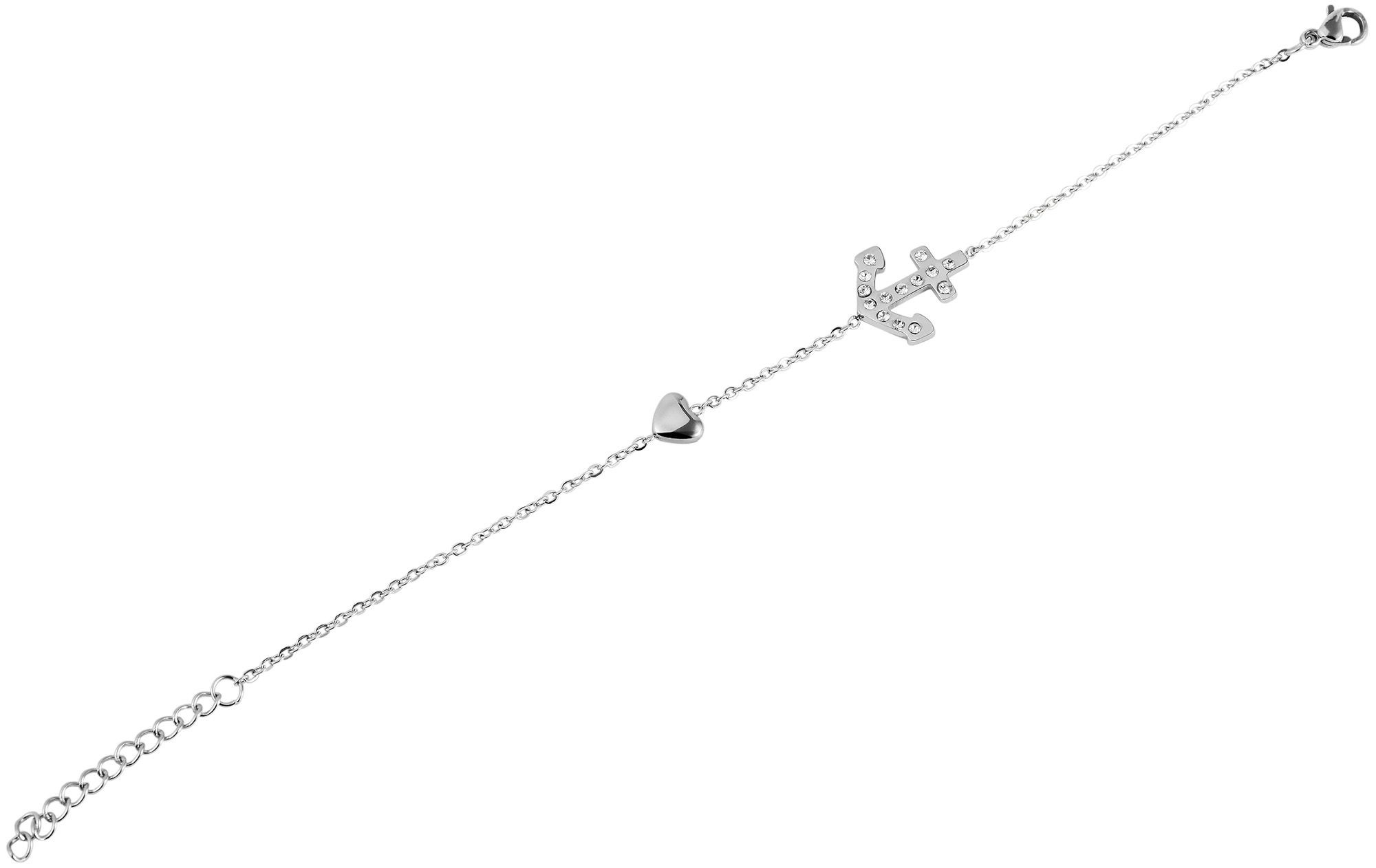 ADELIA ́S Damen Armband "Armband aus Edelstahl mit Strass Steinchen 16+3 cm", 19cm, Edelstahlsilber, Edelstahl, Armbänder, Perfekt als Geschenk für