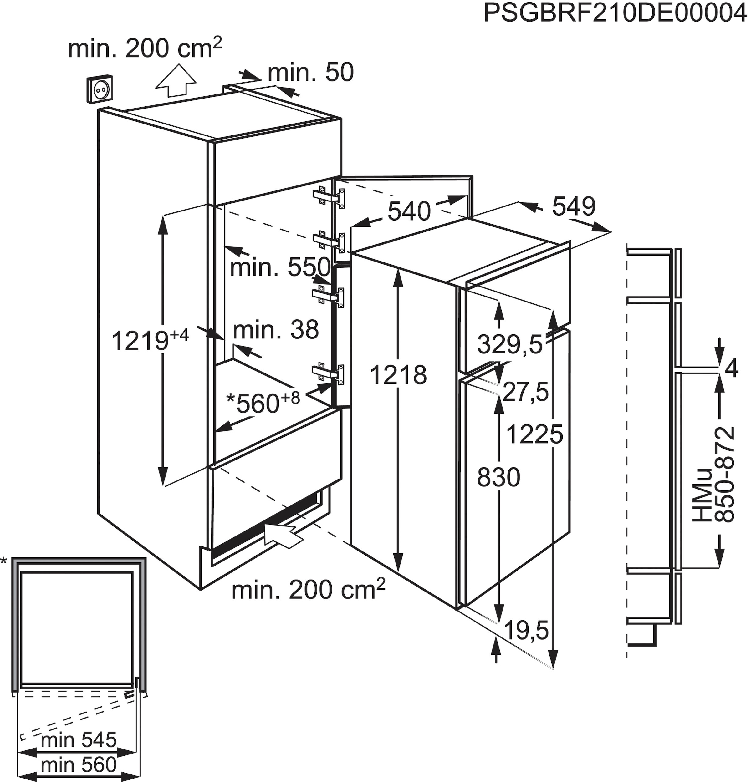 AEG Einbaukühlgefrierkombination, SDE612E1AS, 121,8 cm hoch, 54,8 cm breit