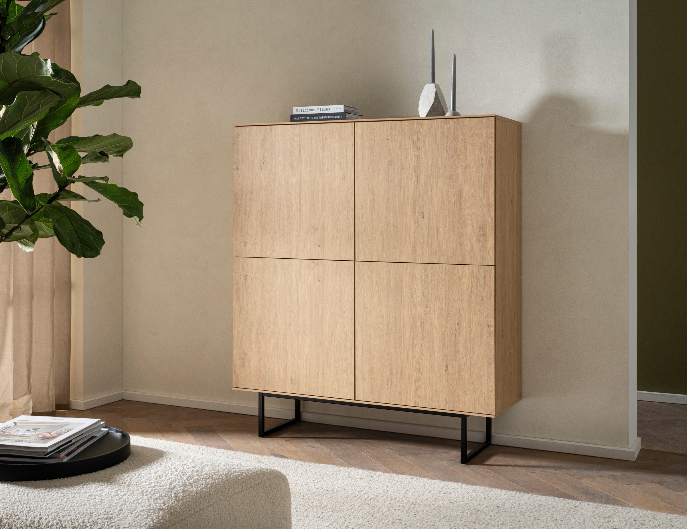 Home affaire Highboard »Lund, moderner Schrank, Kommode mit Kufengestell«, ausreichend Stauraum, vielseitig einsetzbar, 115 cm breit