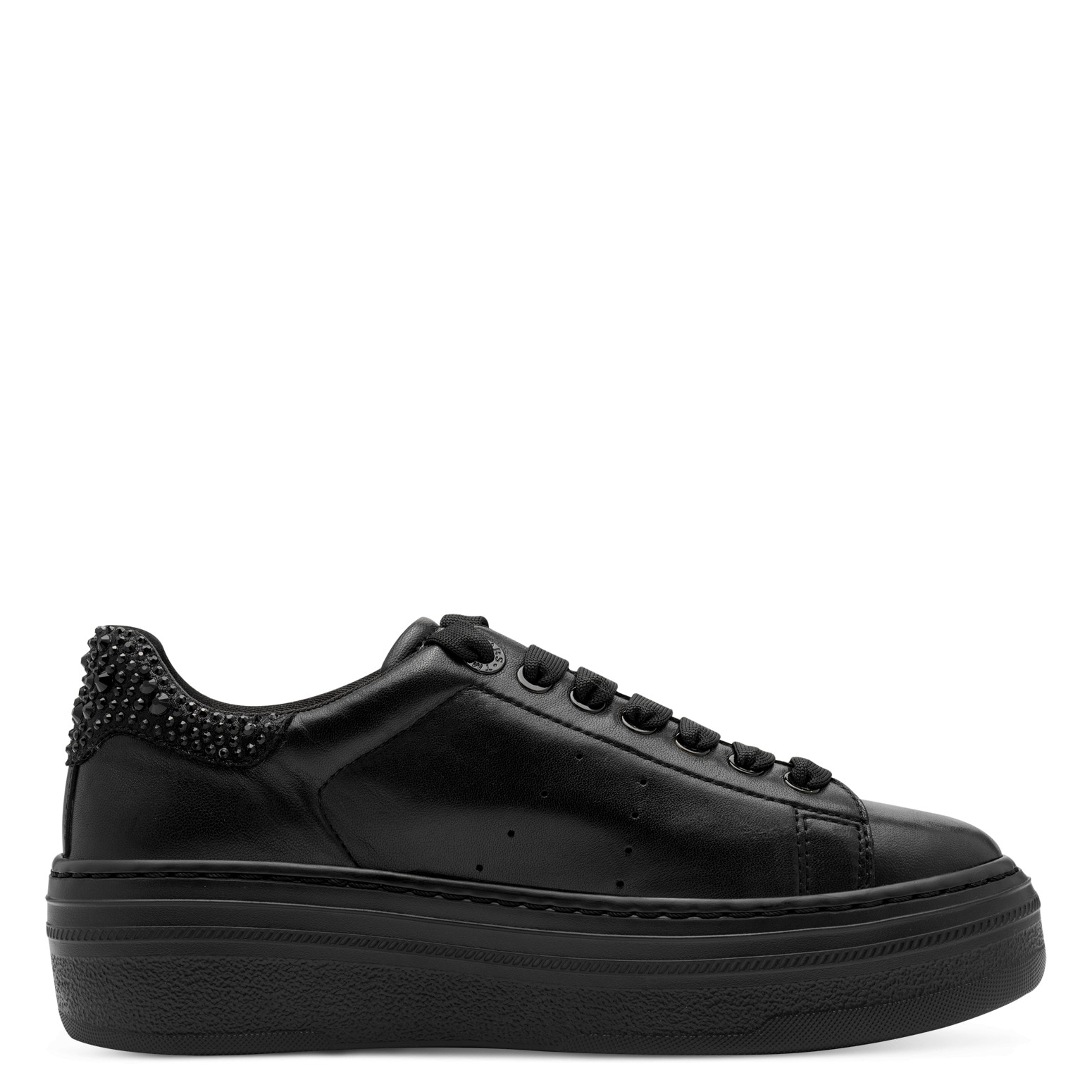 Tamaris Plateausneaker, Schnürschuh, Halbschuh mit auffälligen Schmucksteinen an der Ferse
