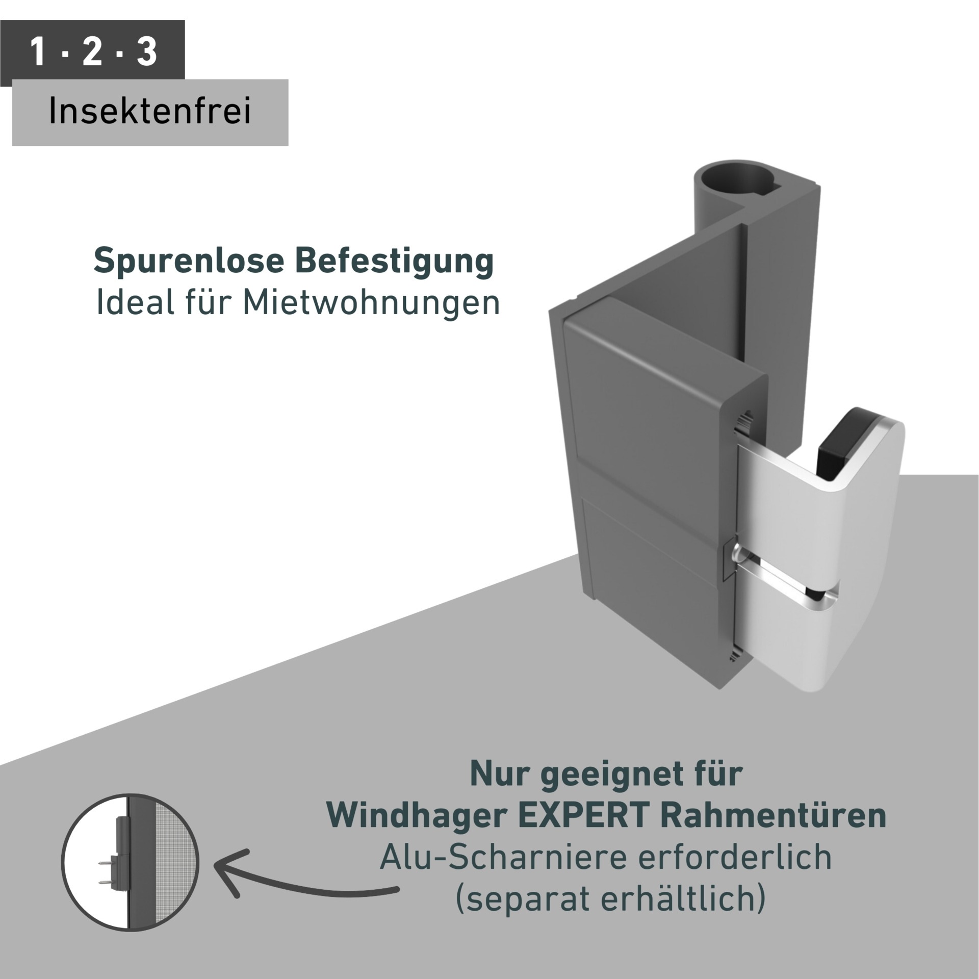Windhager Zubehör-Set »Klemmadapter für Insektenschutz-Rahmentüren, langlebigem Aluminium« Fliegengitter Zubehör in weiß oder anthrazit erhältlich, ohne bohren