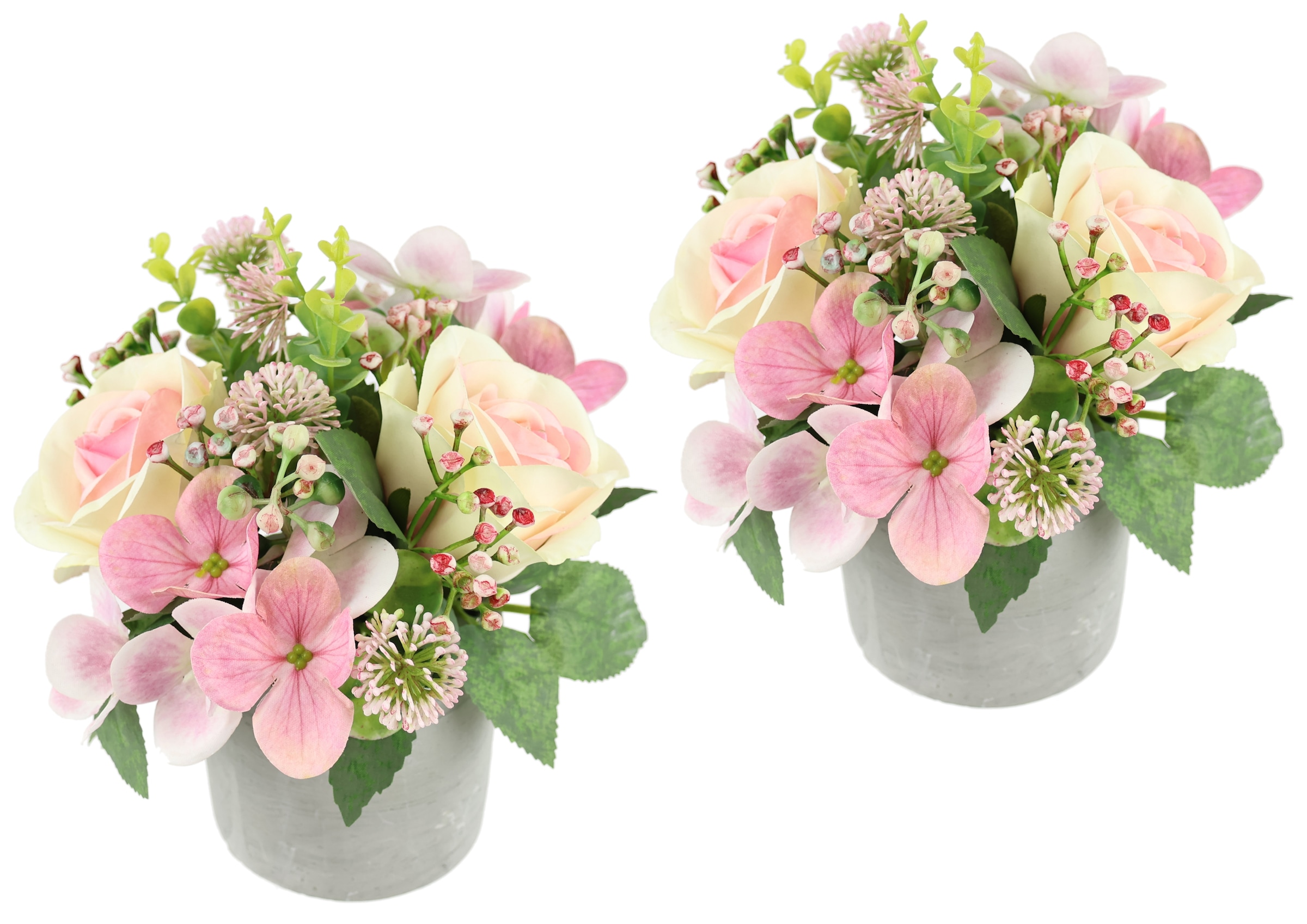 I.GE.A. Kunstblume "Blumengesteck im Topf 2er Set", Rosen Hortensie Hochzei günstig online kaufen