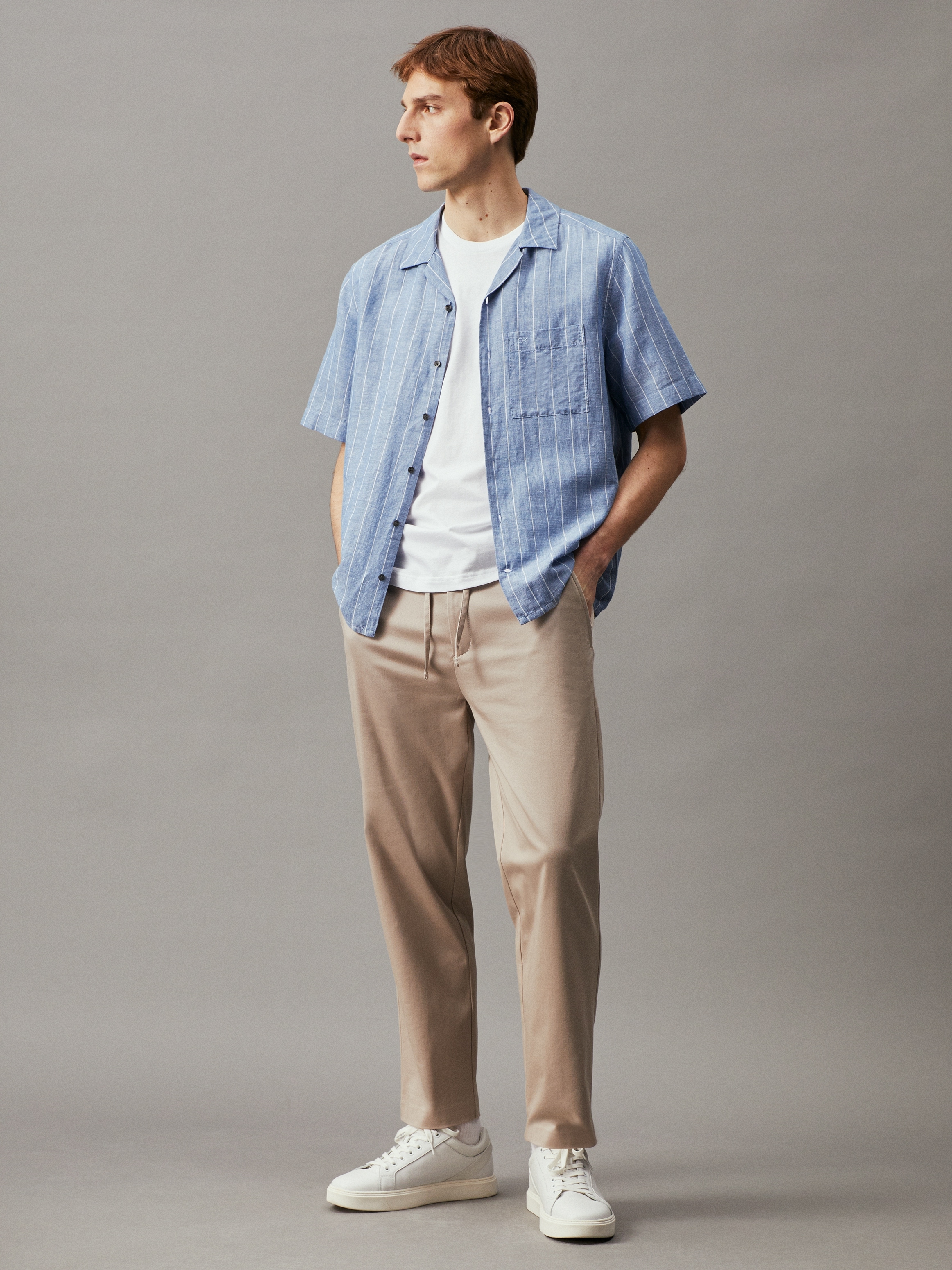 Calvin Klein Kurzarmhemd »LINEN COTTON STRIPE S/S SHIRT«