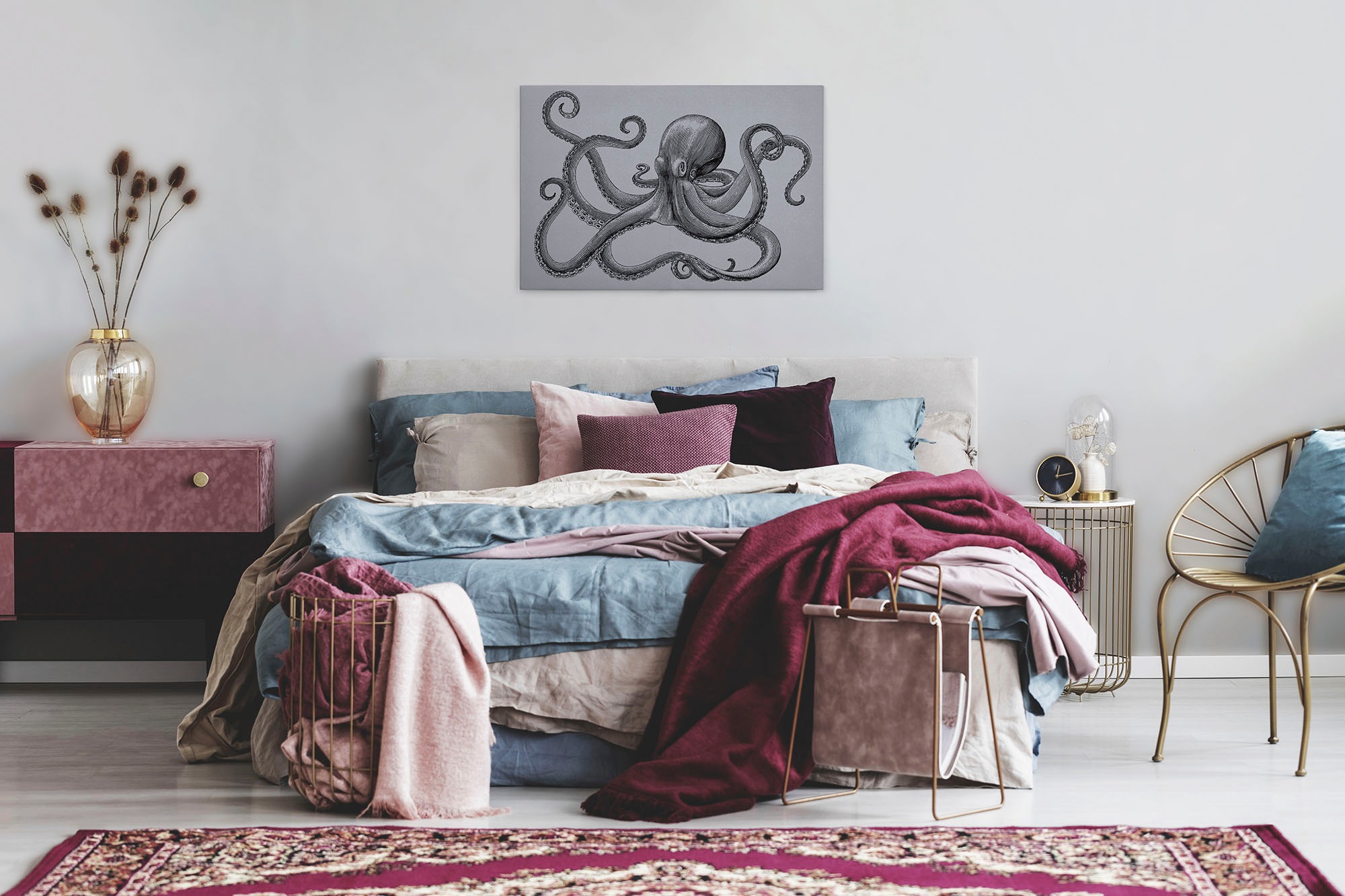 A.S. Création Leinwandbild »jules«, Kunst-Tiere-Kinder, (1 St.), Keilrahmen Bild Octopus Krake Leinwand-Bild Wohnzimmer modern Wandbild