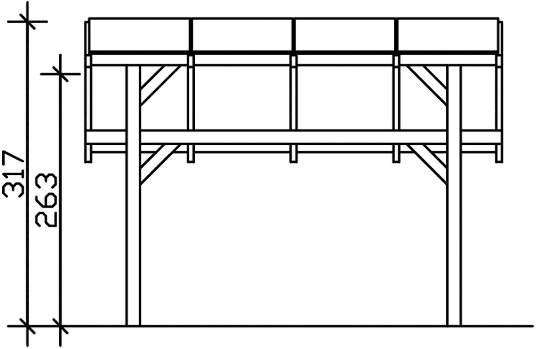 Skanholz Einzelcarport »Schwaben«, Leimholz-Fichte, 320 cm, Eiche hell, 434x630cm