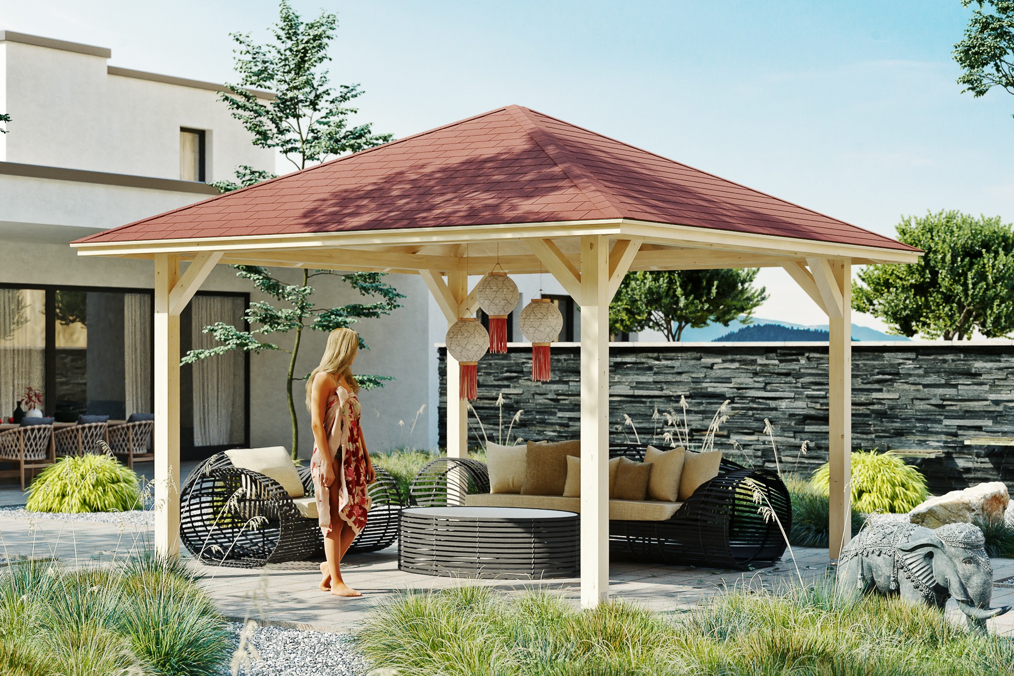 Skanholz Holzpavillon »Cannes 2«, Leimholz, 359 x 359 cm