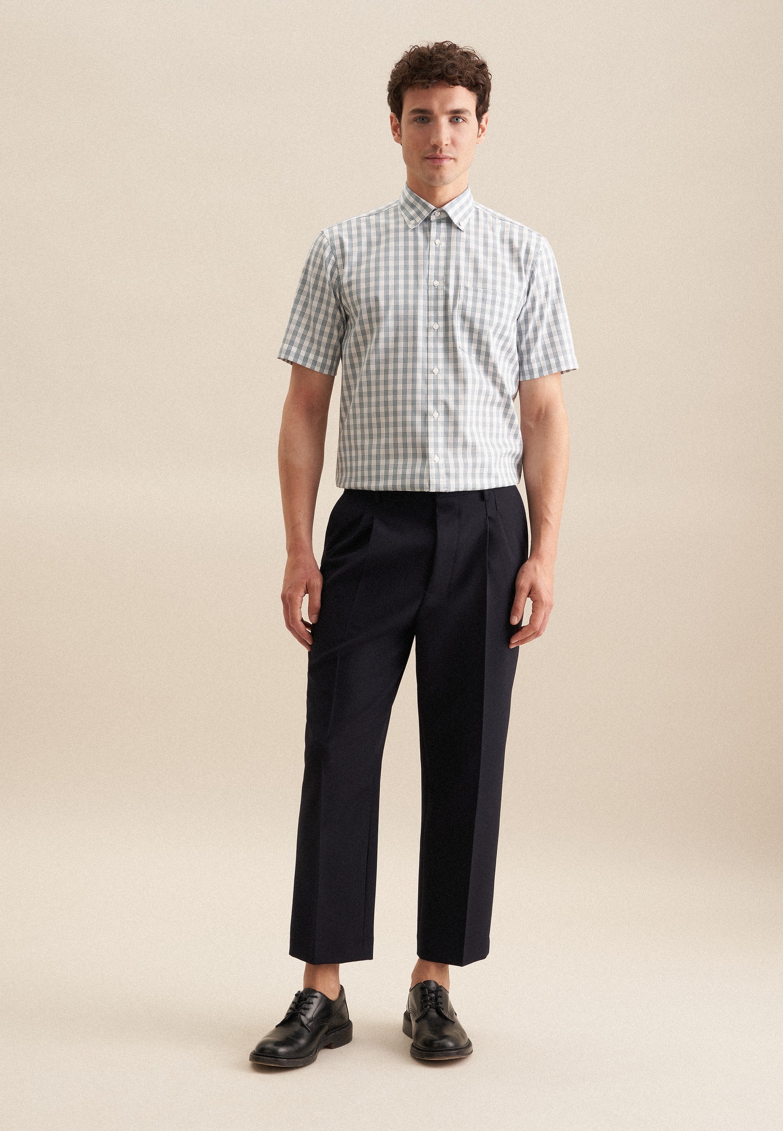 seidensticker Businesshemd »Regular«, Regular Kurzarm Button-Down-Kragen Karo