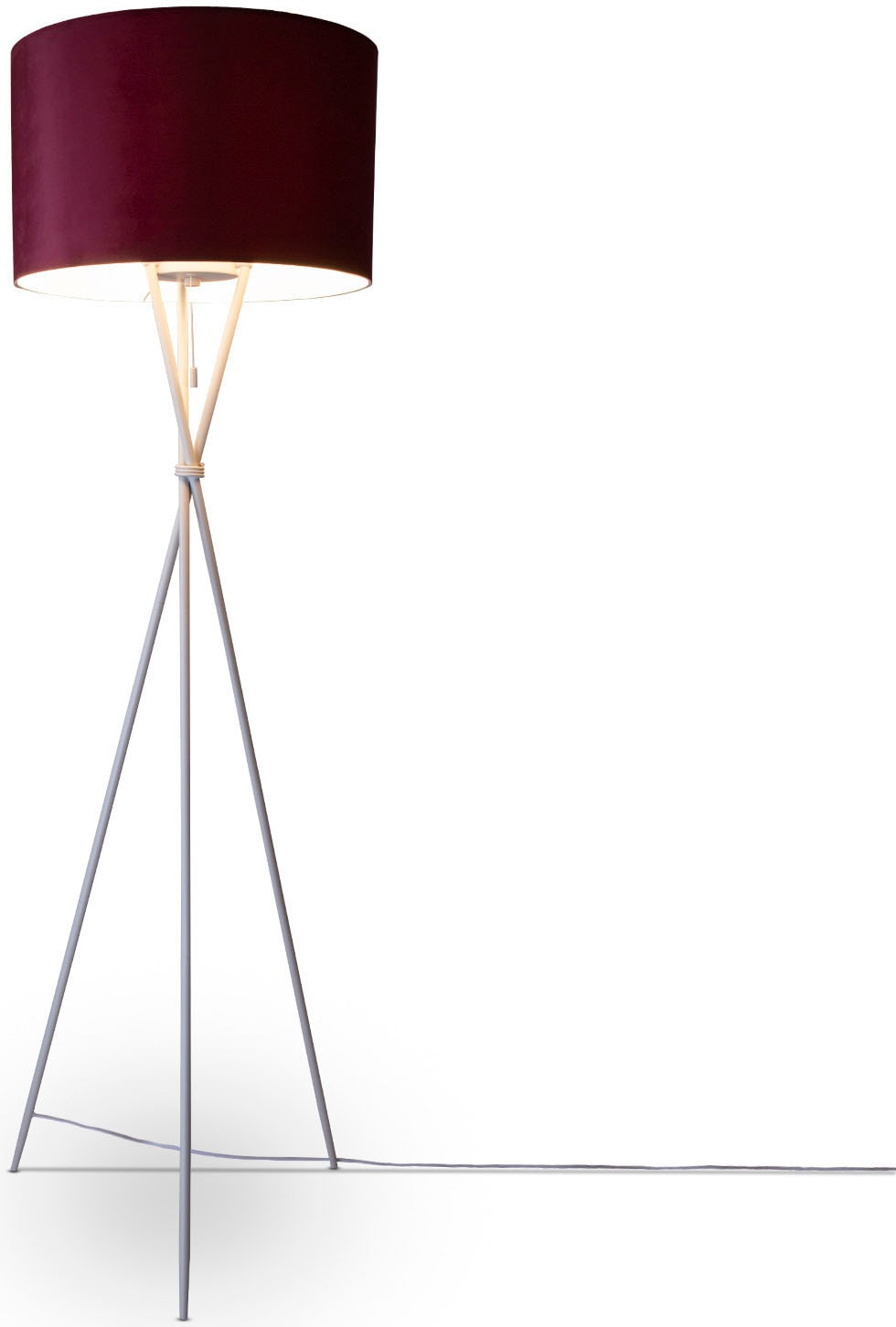 »Kate Höhe Filigran Velour Paco Home E27 Stehlampe uni Color«, Dreibein 177,5cm BAUR | Standleuchte Wohnzimmer