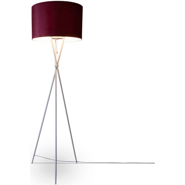 Paco Home Stehlampe »Kate uni Color«, Wohnzimmer Dreibein Standleuchte  Velour Höhe 177,5cm Filigran E27 | BAUR