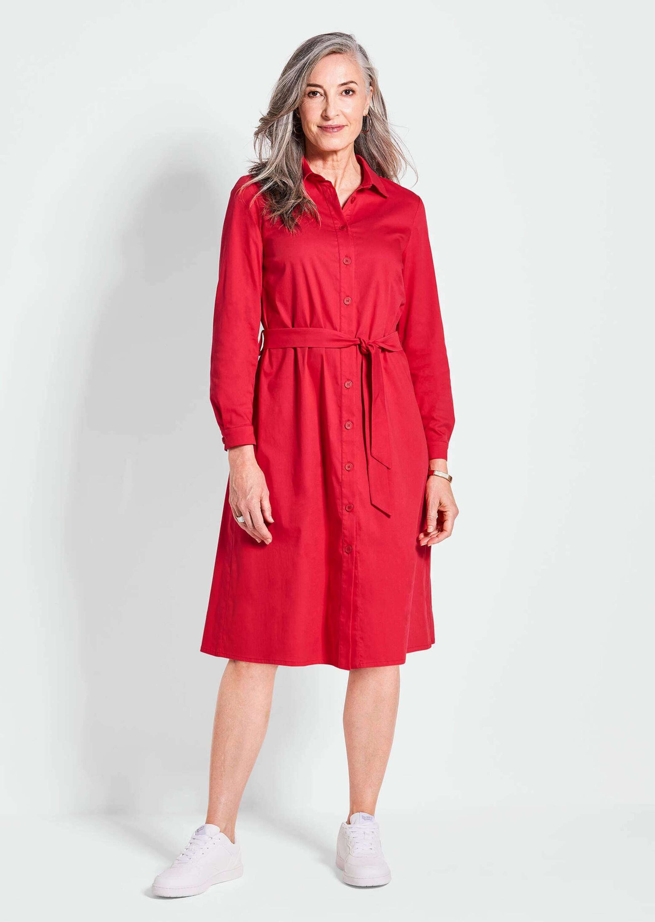 GOLDNER Sommerkleid »Elegantes Hemdblusenkleid mit Bindegürtel«
