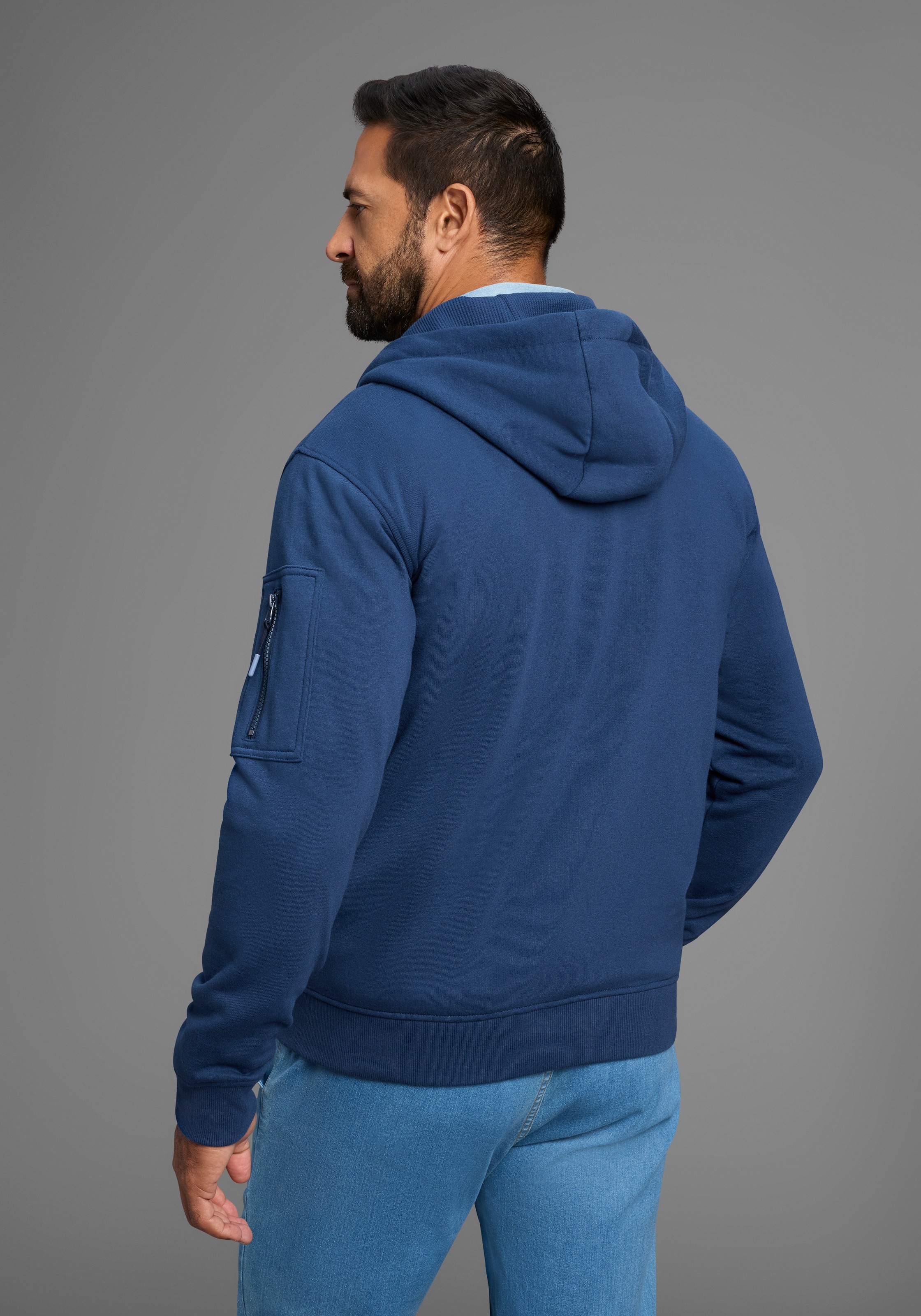 Thumbnail - Mans World Kapuzensweatjacke Langarm, mit Print, mit Kapuze, Tasche am Ärmel