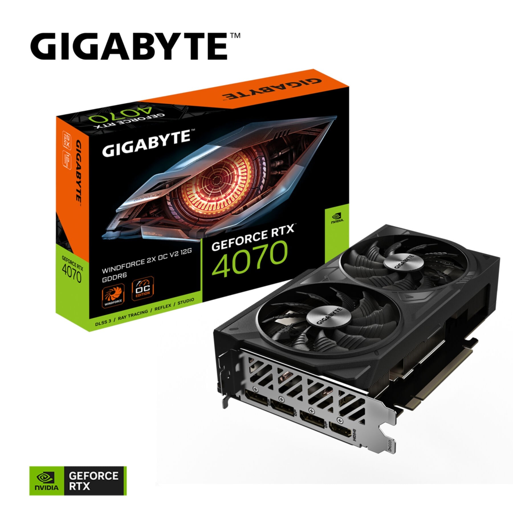 Grafikkarte »GeForce RTX 4070 WINDFORCE 2X OC V2 12G Grafikkarte - 12GB GDDR6, 192b«