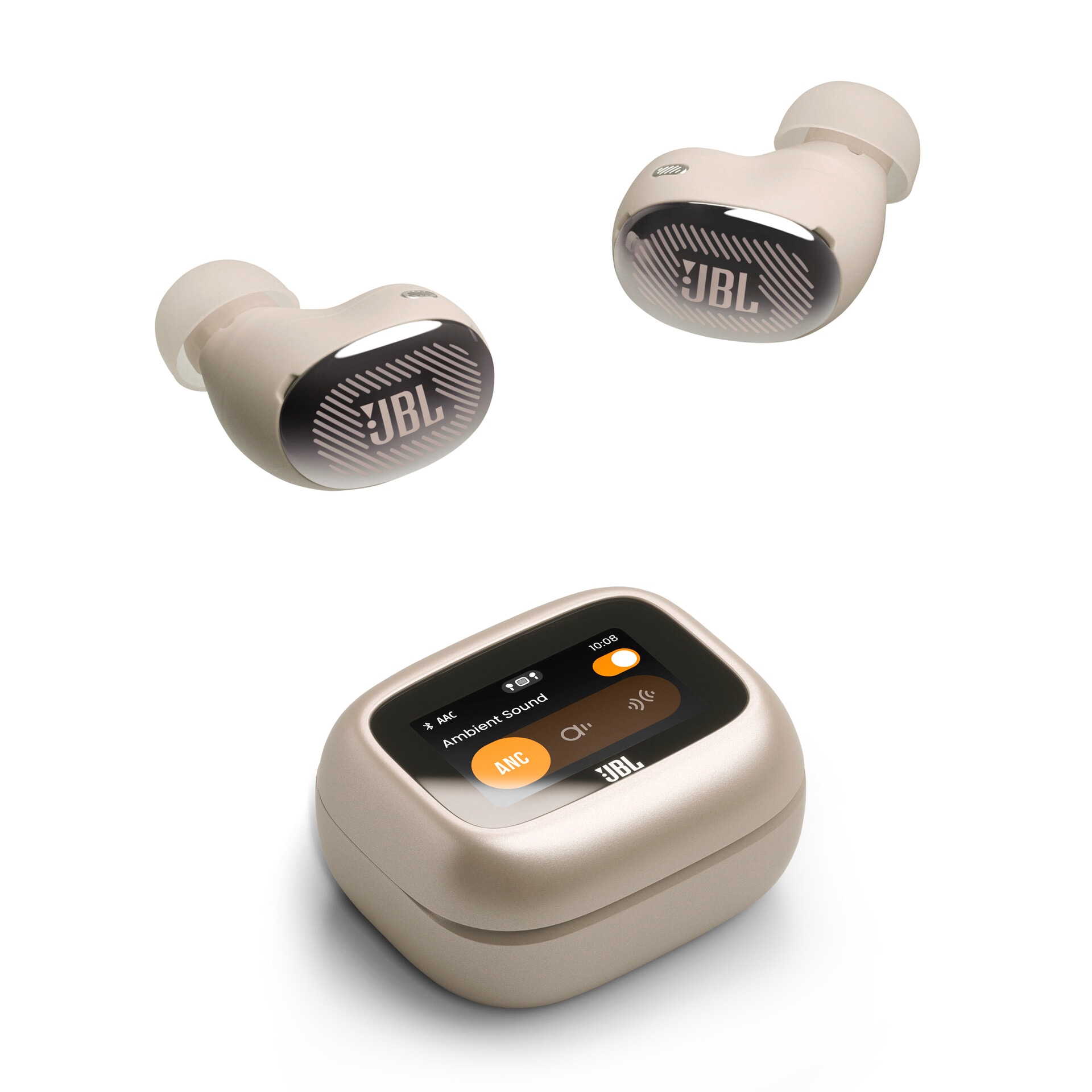 JBL wireless In-Ear-Kopfhörer "LIVE BUDS 4", champagne, B:10,5cm H:4,5cm T:16,5cm, Kopfhörer, Kabellose Ohrhörer mit Noise-Cancelling-Funktion - Einhe
