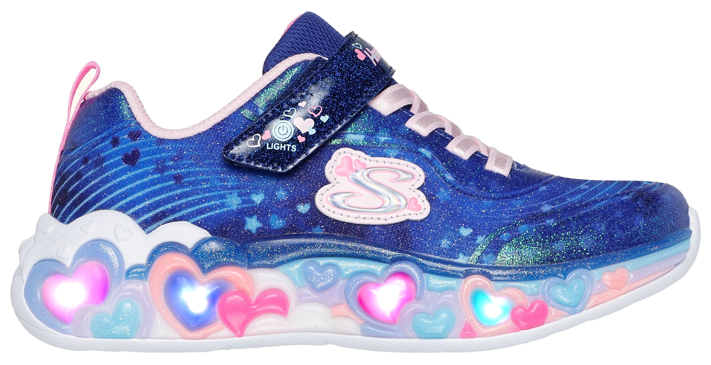 Skechers Sneaker »ETERNAL HEART LIGHTS«, Blink,-Klettschuh mit Herz-Applikation, Größenschablone zum Download