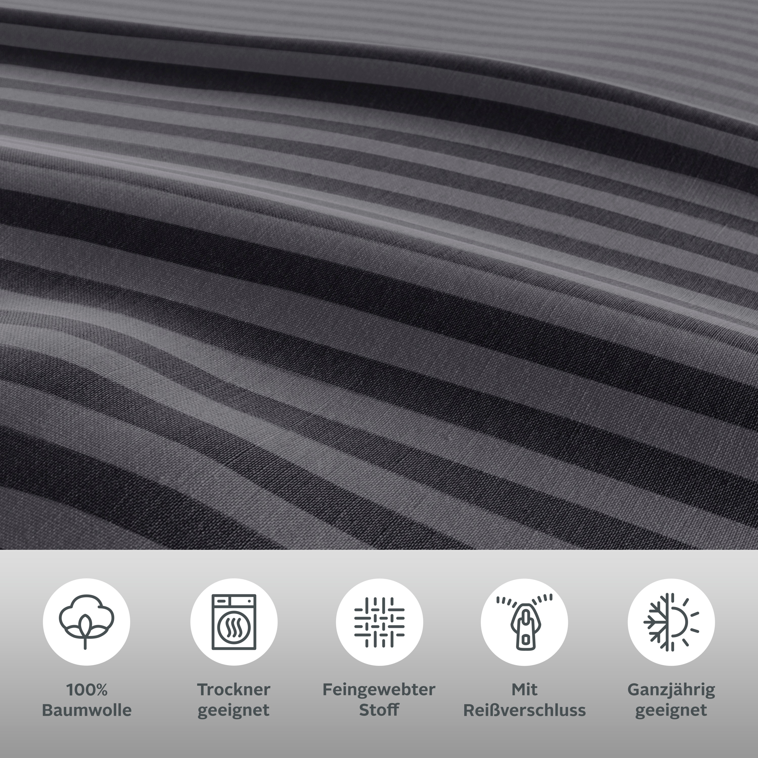 Thumbnail - Bruno Banani Bettwäsche "Jassen" 3 Stk. moderne Bettwäsche aus Baumwolle, Bettwäsche mit Streifen-Design