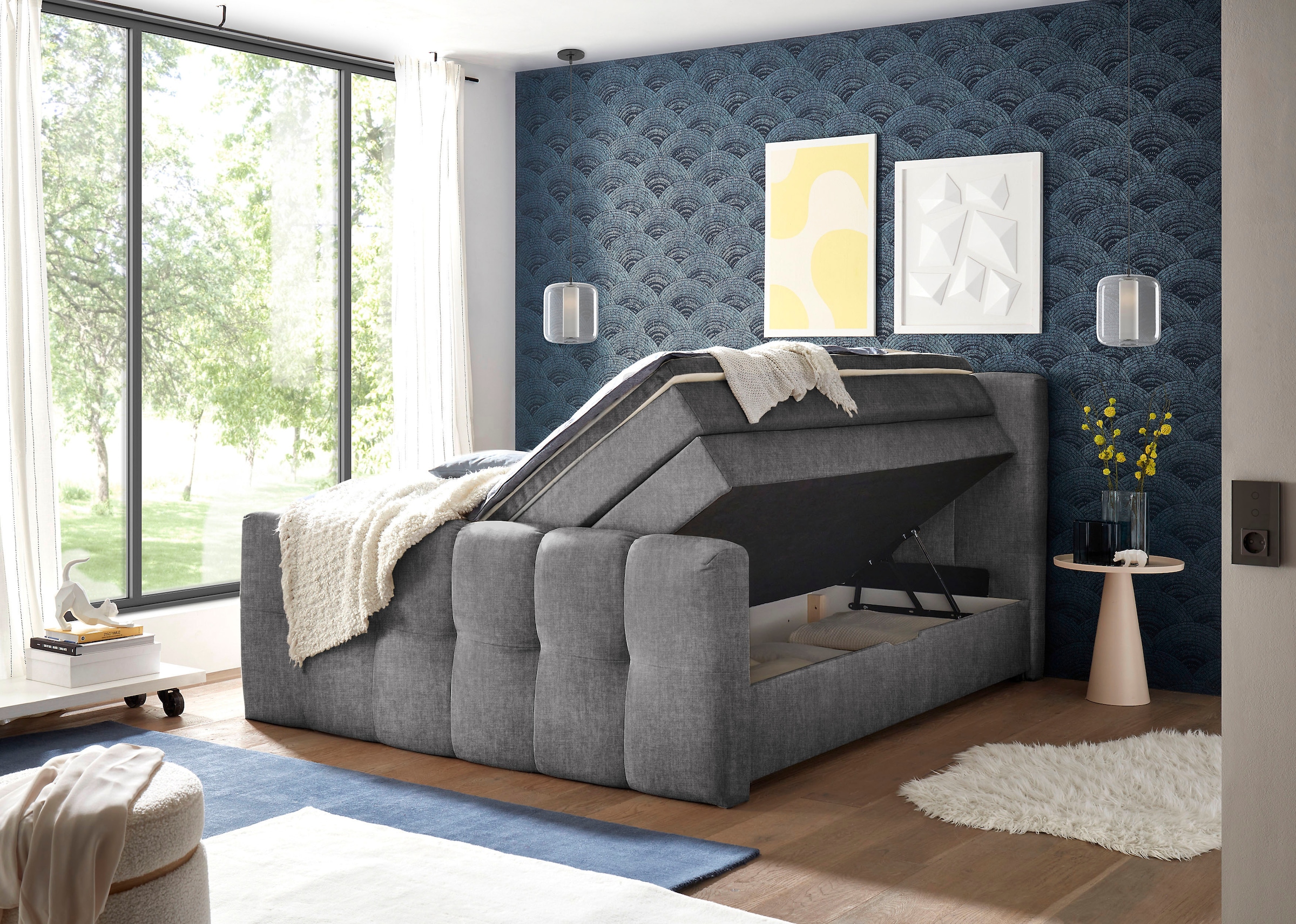 ED EXCITING DESIGN Boxspringbett »Tolfa mit Komforteinstiegshöhe von 73cm« erhältlich in 180x200cm, inkl. Bettkasten und 7cm Visco-Topper