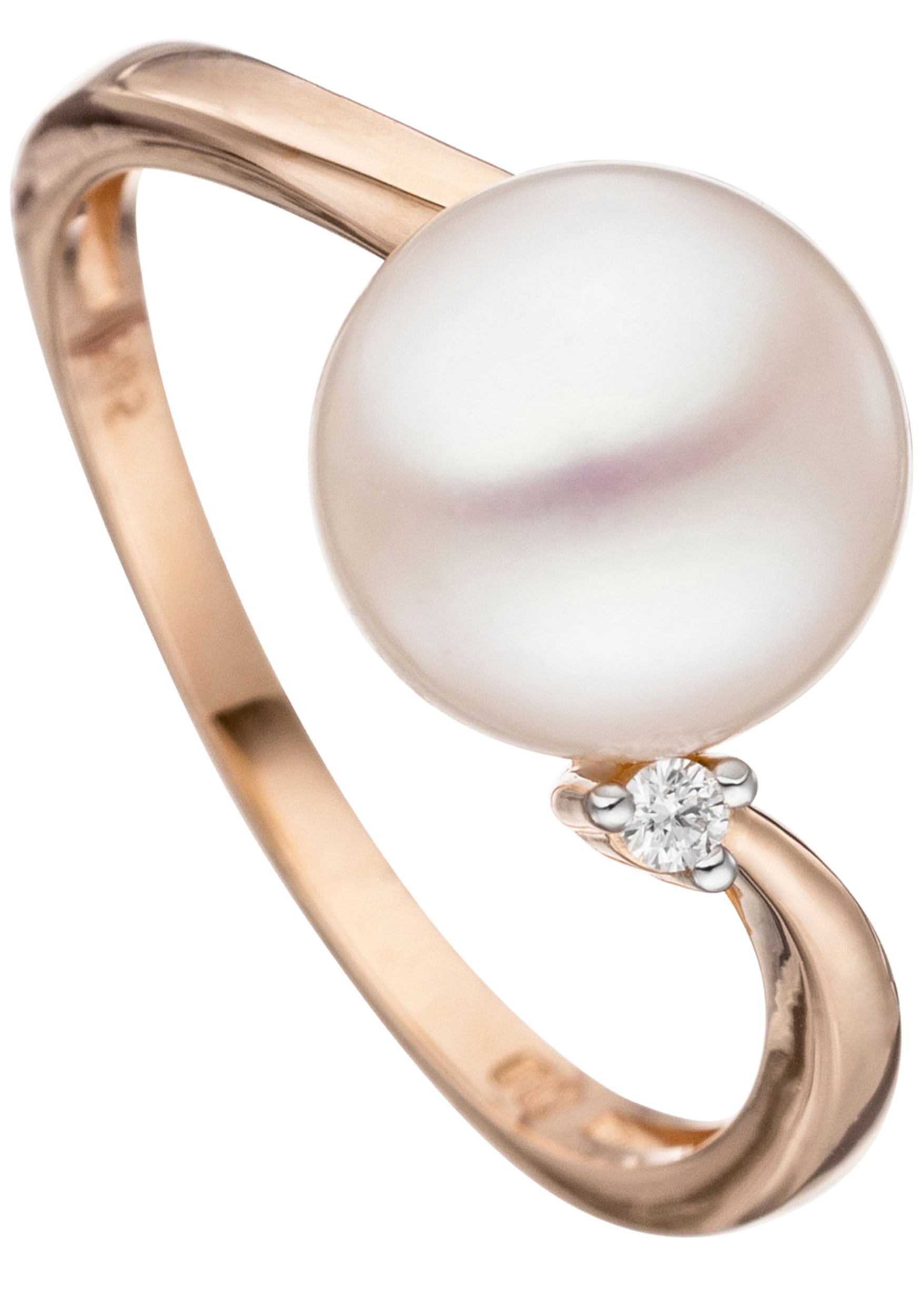 JOBO Perlenring »Ring mit Perle und Diamant« 585 Roségold