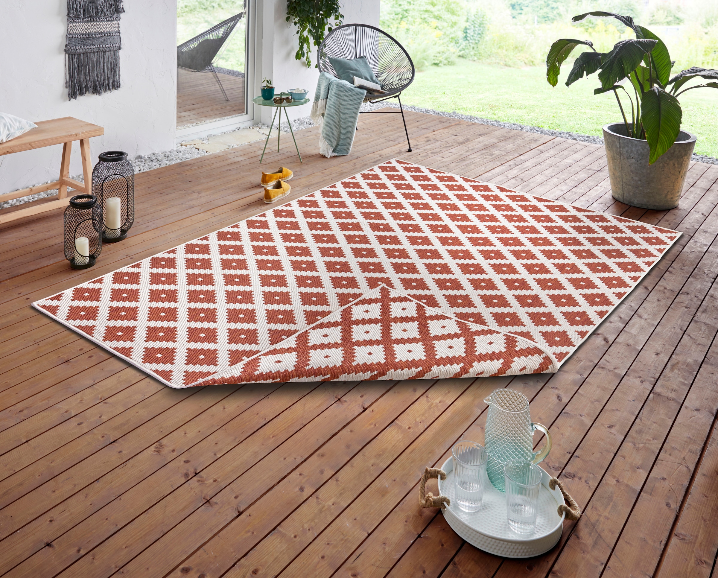 NORTHRUGS Teppich »Nizza«, rechteckig, In-& Outdoor, Wetterfest, Balkon, Garten, Wohnzimmer, Wasserfest