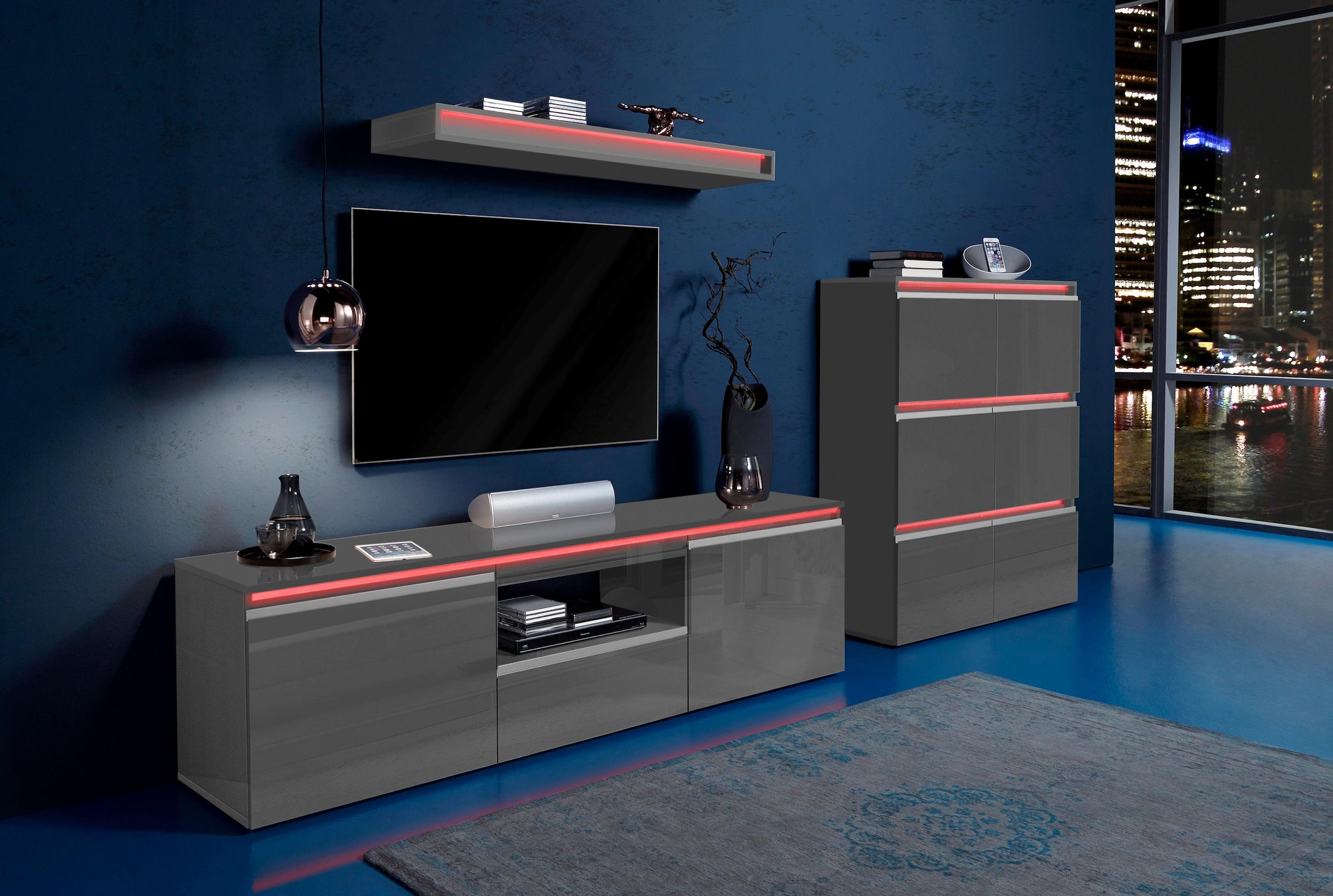 INOSIGN Lowboard »Magic,Lowboard,TV-Kommode,TV-Möbel,TV-Bank«, mit 2 Türen, 1 Schubkasten, 1 offenen Ablegefach B/T/H 180x40x51,5 cm