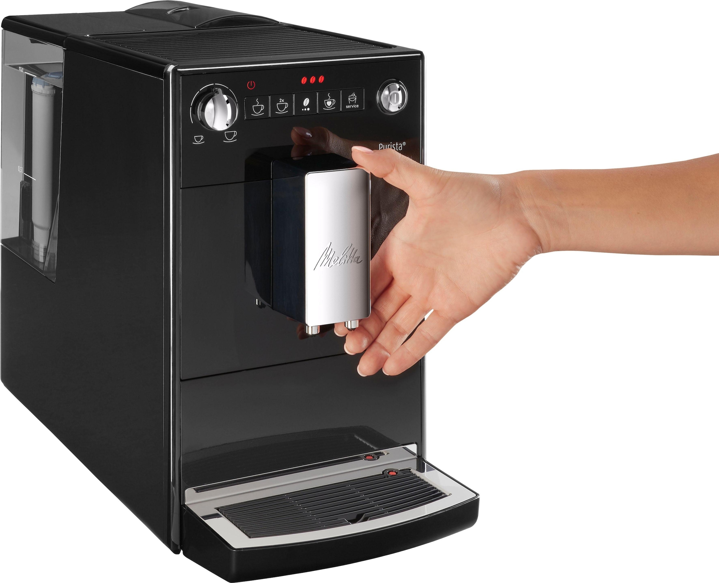 Melitta Kaffeevollautomat »Purista® F230-102, schwarz«,  Lieblingskaffee-Funktion, kompakt & extra leise | BAUR