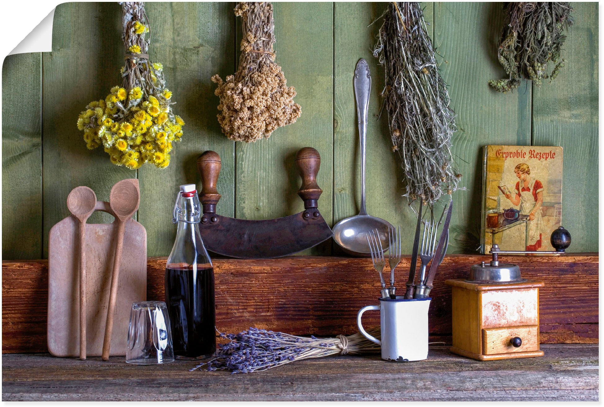 Artland Wandbild "Rustikale Küchenszene" Innenarchitektur 1 Stk. tlg. als A günstig online kaufen