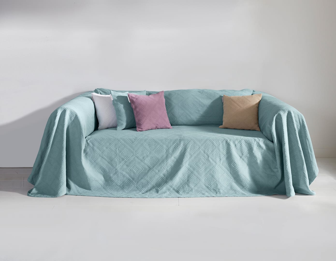 Tagesdecke, B:220cm L:250cm, grün, PEREIRA DA CHUNA, 100% Baumwolle, Tagesdecken