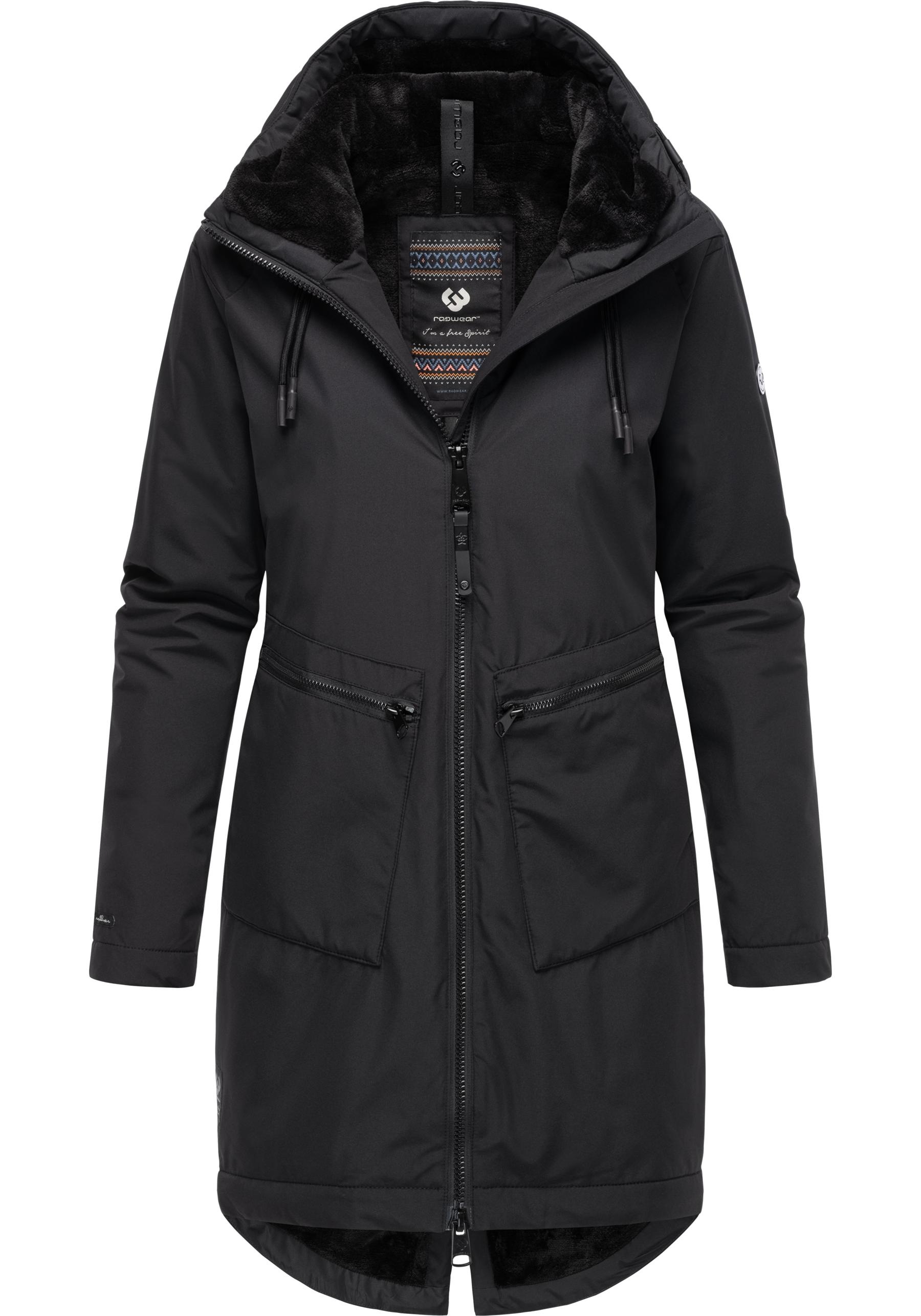 Ragwear Kurzmantel »Holstic«, Wasserdichter Damen Wintermantel mit Kunstfell am Kragen