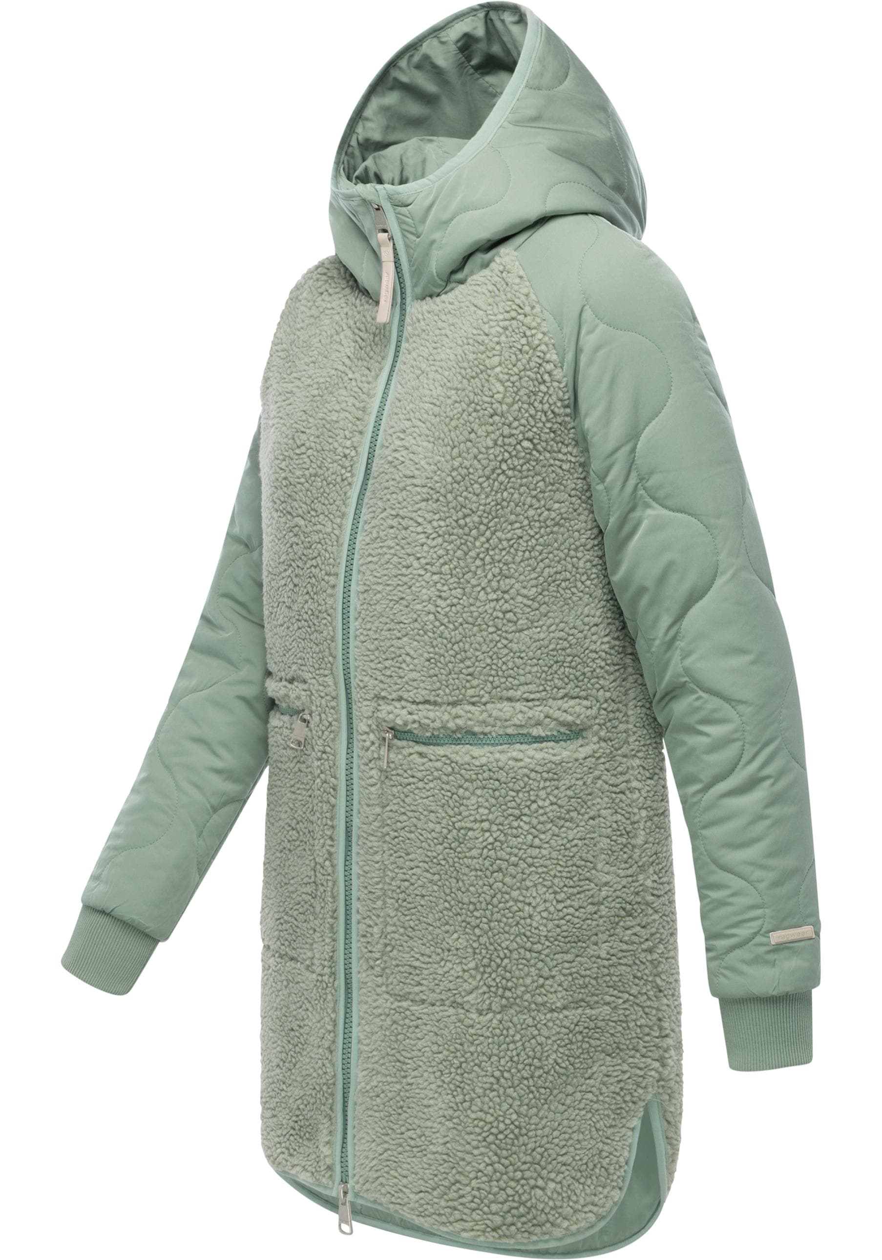 Ragwear Fellimitatmantel »Longeddy« Kuscheliger Plüschmantel mit Kapuze