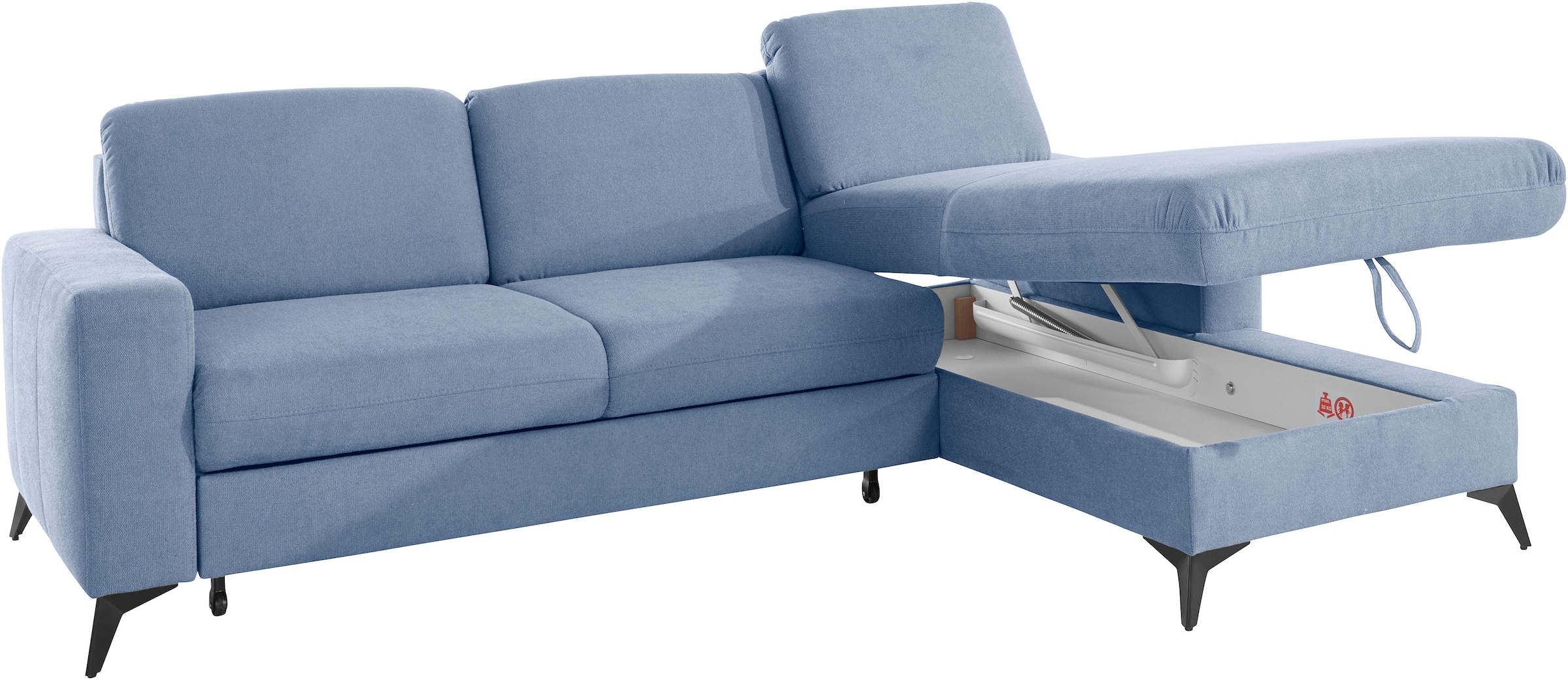 Places of Style Ecksofa »Lolland L-Form«, Wahlweise mit Bettfunktion und Bettkasten, Federkern