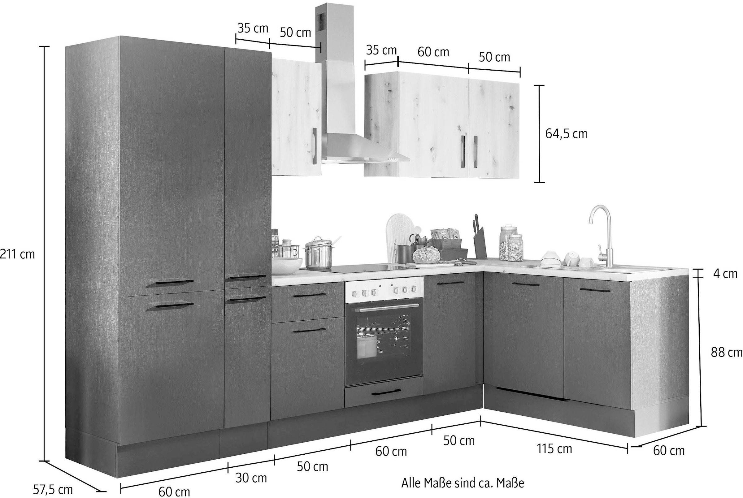 BASIC by Balculina Winkelküche »Turin«, Stellbreite 310x175 cm, wahlweise mit E-Geräten