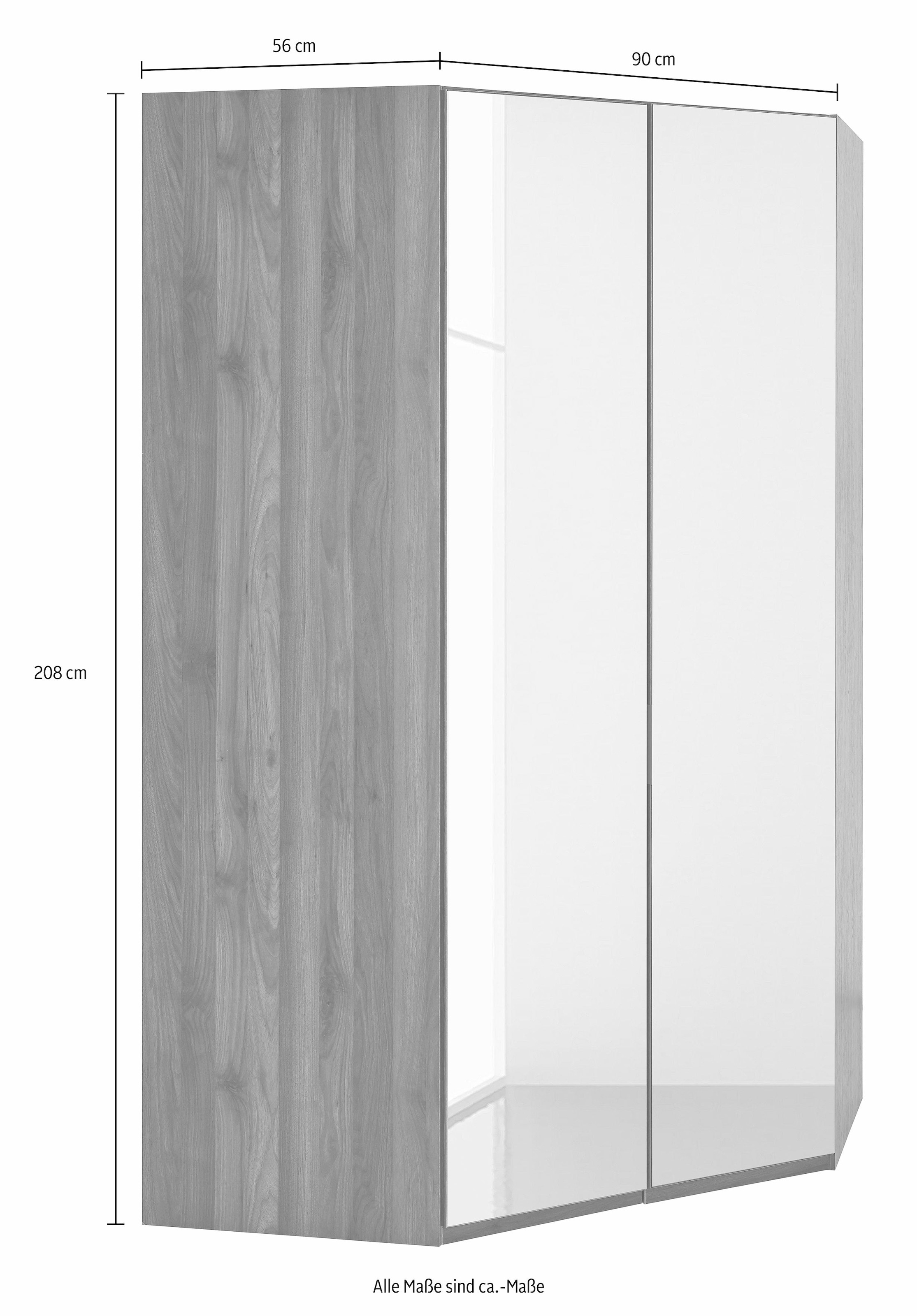 Wimex Eckkleiderschrank »New York«, mit Spiegeltüren und LED Leuchte | BAUR