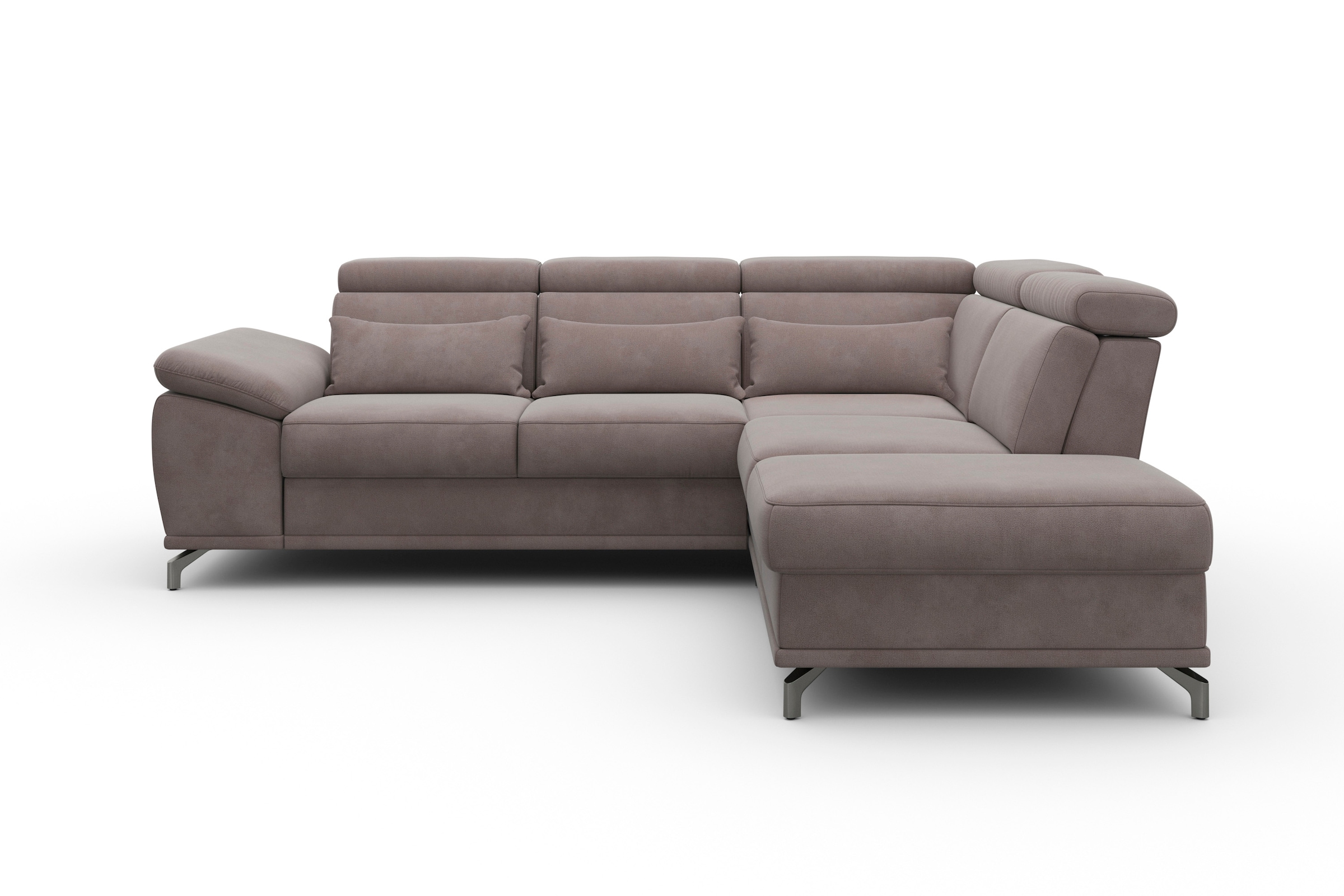 sit&more Ecksofa »Cabrio L-Form, mit Sitztiefenverstellung, Arm- und Kopfteilverstellung«, 3 Nierenkissen, Federkern, optional Bettfunktion und Stauraum