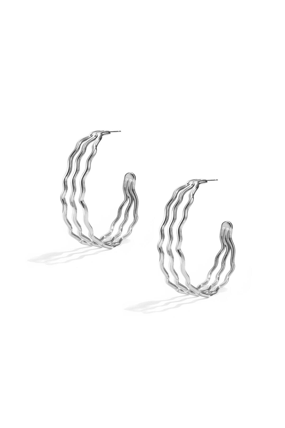Adelia´s Paar Ohrhänger »LIVAYA Ohrringe Creolen Wellenform Edelstahl« Stylisch durch die mehrreihige Wellenform.