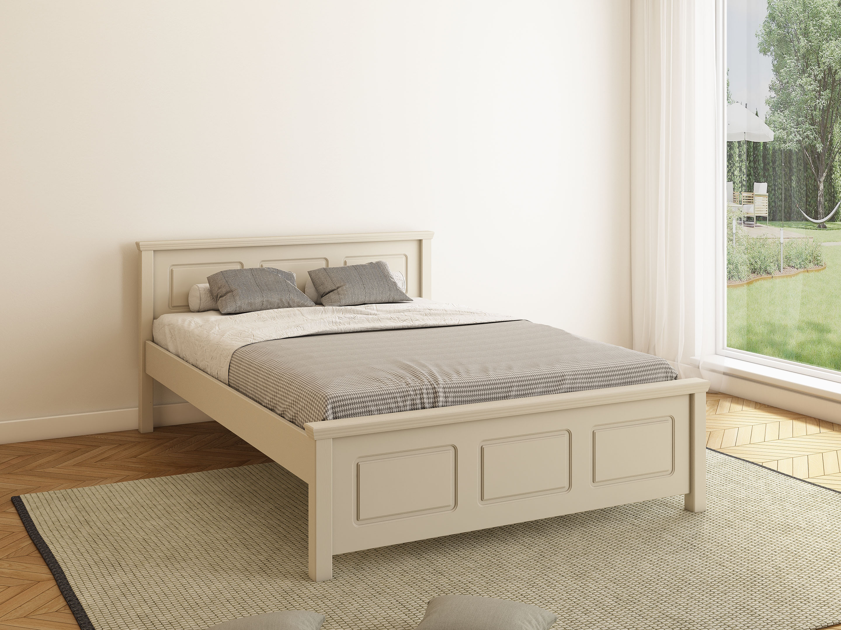OTTO home Massivholzbett "ERIKK, Made in Europe, optional mit Schublade, Massivholz Kiefer" FSC zertifiziert, in mehreren Größen, Landhausstil mit Kassettenoptik