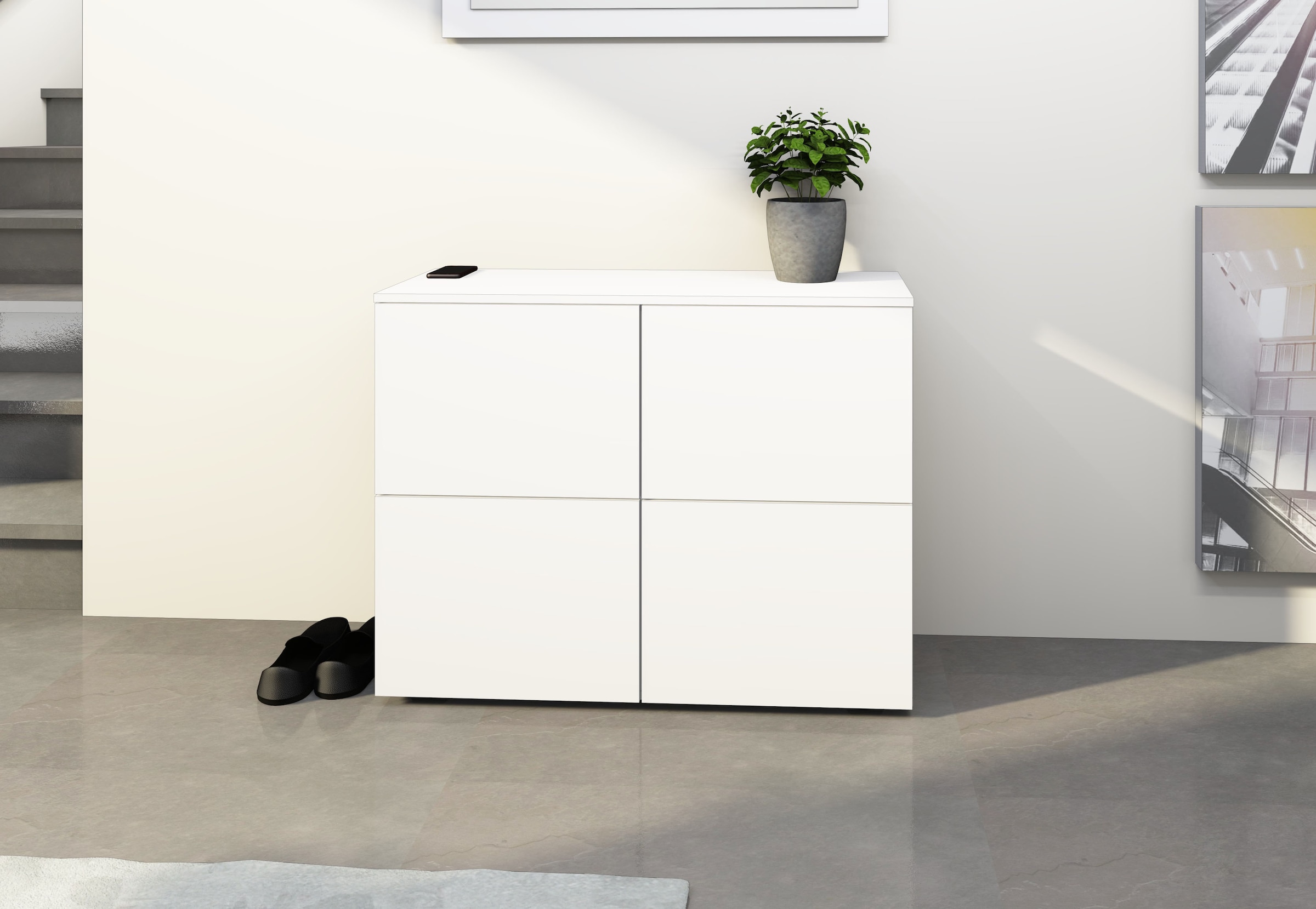 borchardt Möbel Kommode »Rova«, Breite 93 cm, 4-türig, Kommode mit viel Stauraum, weiß-matt