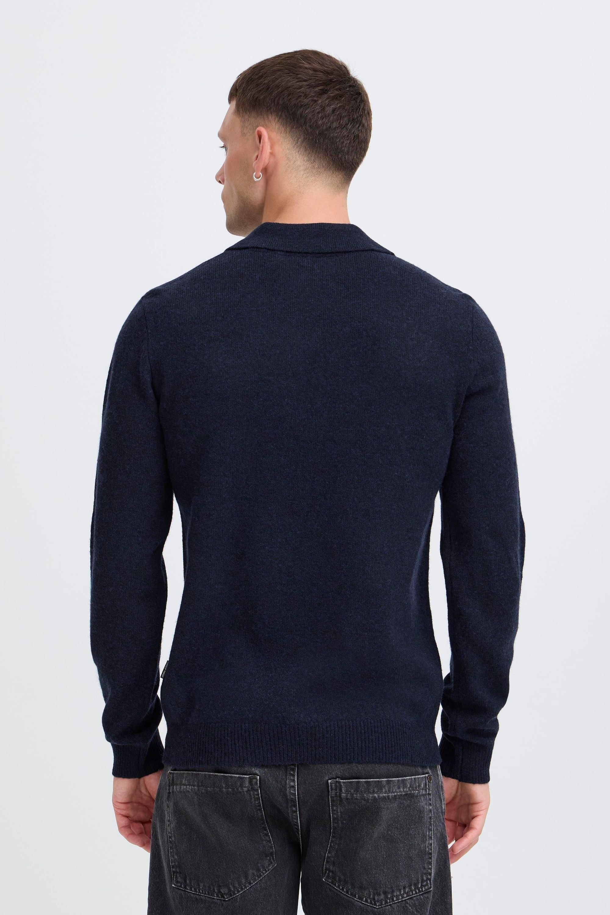 Kurzarmshirt BLEND "BHBranko", Herren, Gr. XXL, salute melange, Feinstrick, 60% Wolle, 40% Nylon, meliert, Basic, normal normal, V-Ausschnitt, Rippbündchen, Shirts, Lässiger Pullover mit Polo-Kragen 3