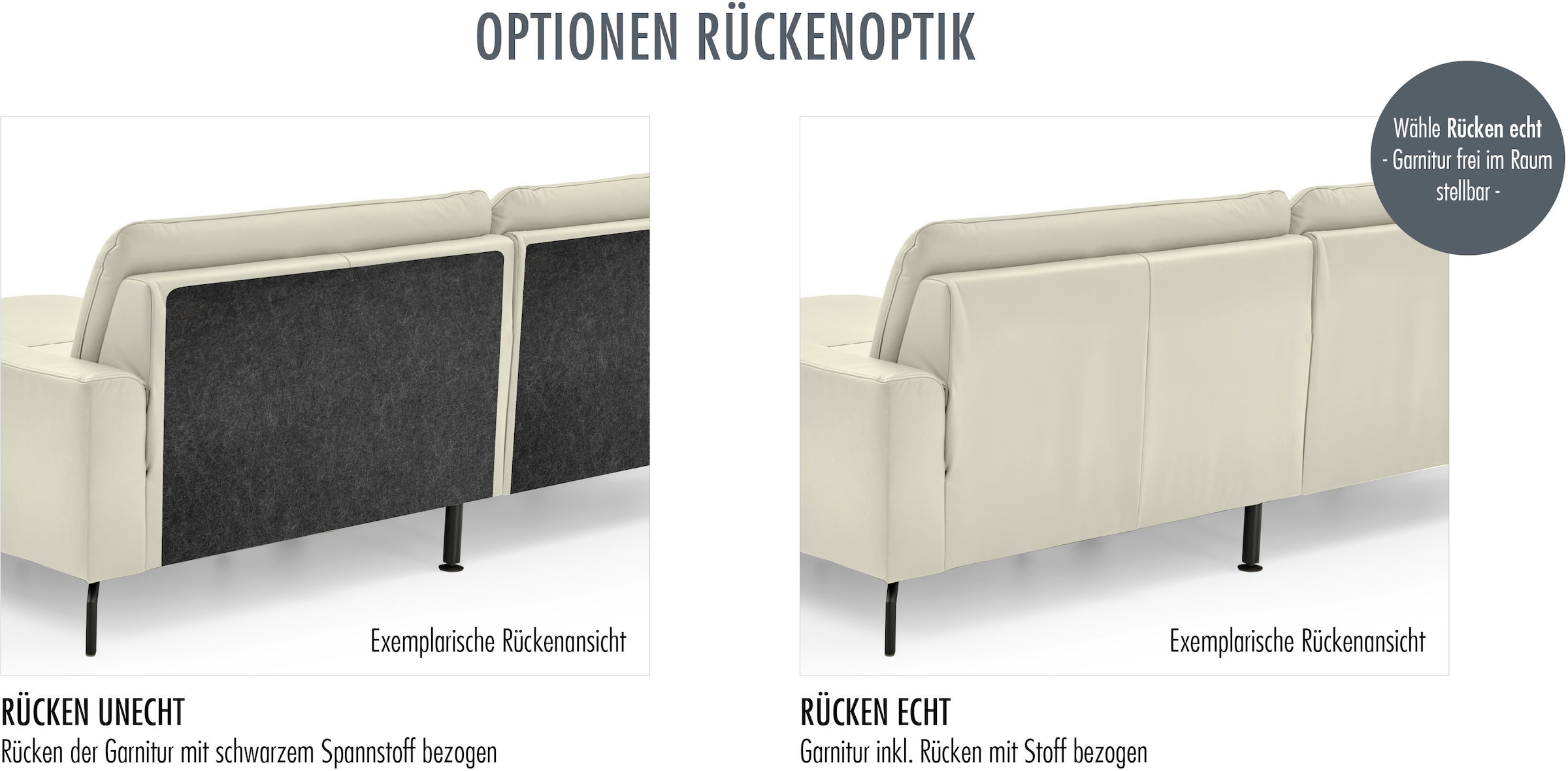 Die PlanBar Wohnlandschaft »ZE-EM18013 U-Form, Breite 305 cm« wahlweise mit Kopfstützen und Liegearmlehne