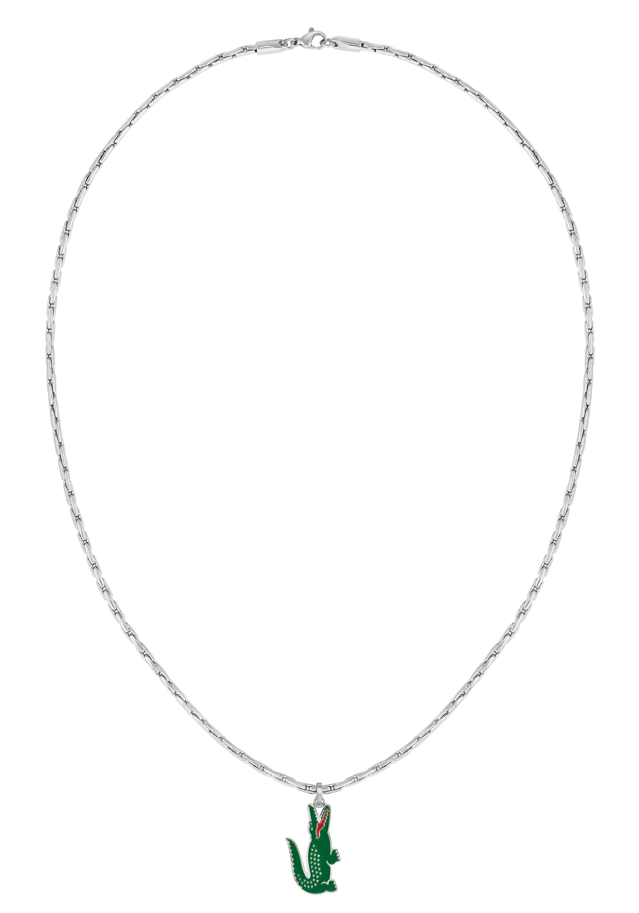 Kette mit Anhänger LACOSTE "ARTHOR", grün (edelstahlfarben, grün), Halsketten, Herren, Edelstahl, L: 56, mit Emaille 2