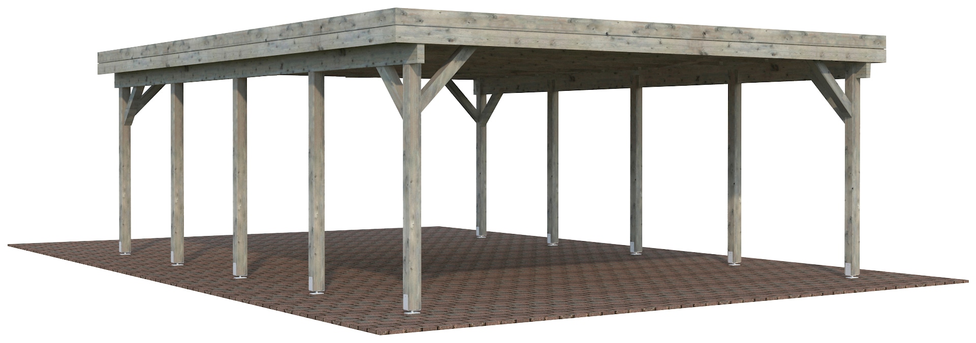 Palmako Doppelcarport "Karl", Holz, hellgrau