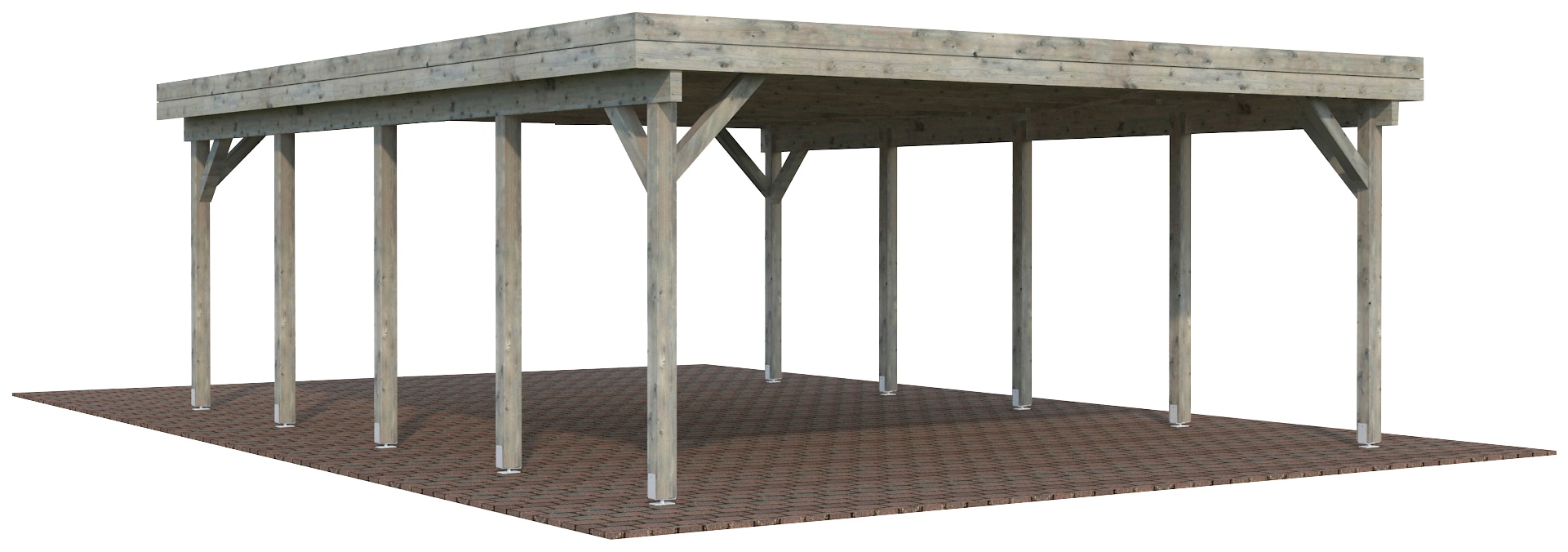 Palmako Doppelcarport "Karl" Massivholz hellgrau