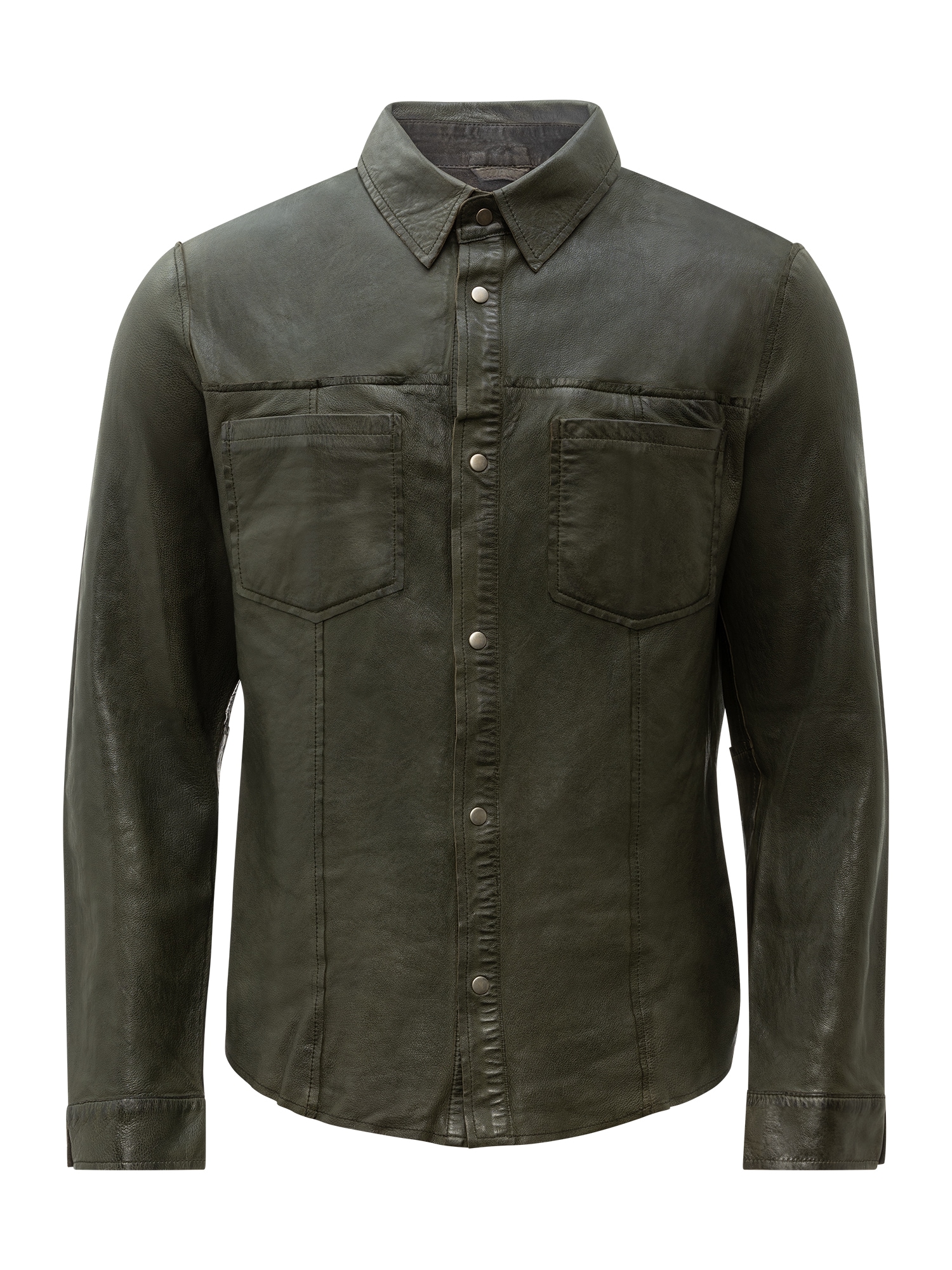 RICANO Langarmhemd "Lederjacke Reverse Shirt" Handgefertigt aus echtem Leder