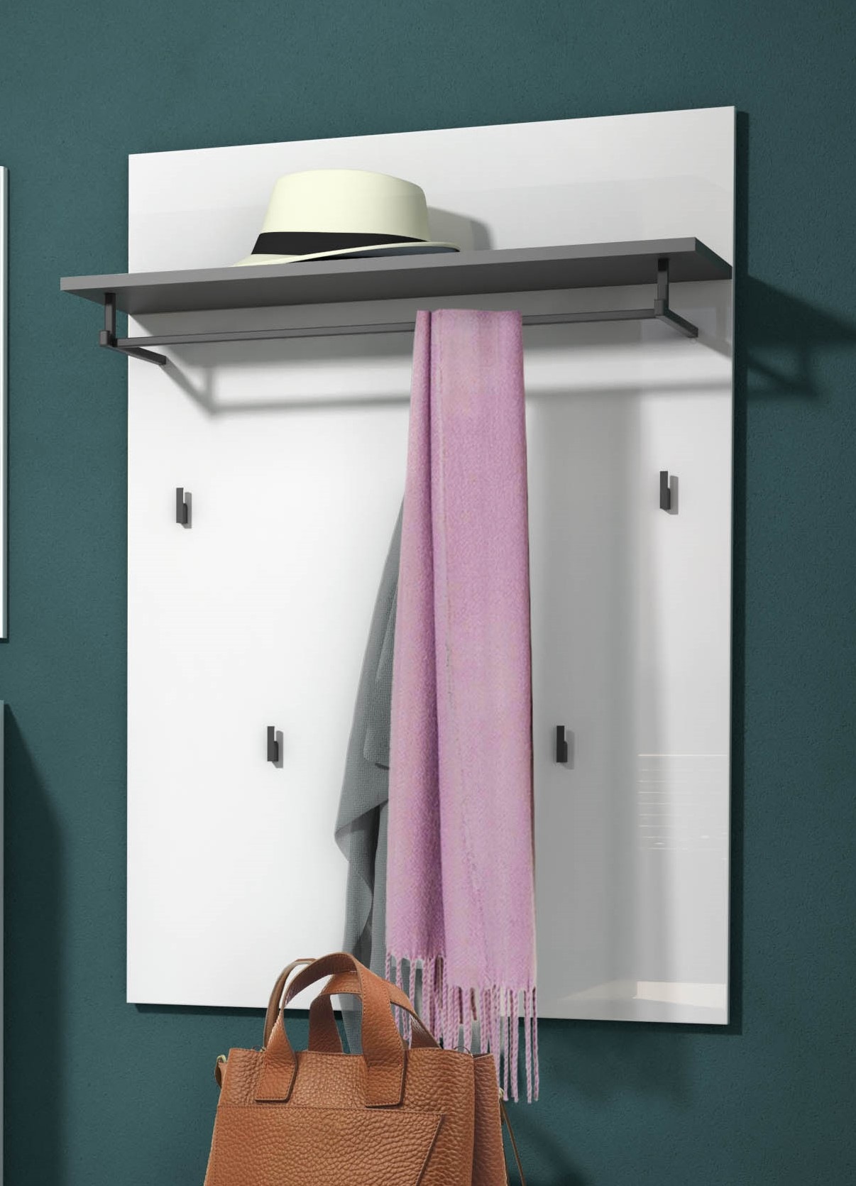 Thumbnail - Home affaire Garderobenpaneel "ATRIUM, Garderobenleiste, Wanpaneel, Wandgarderobe, Hochglanz lackiert" 1 Stk. tlg. Maße ...