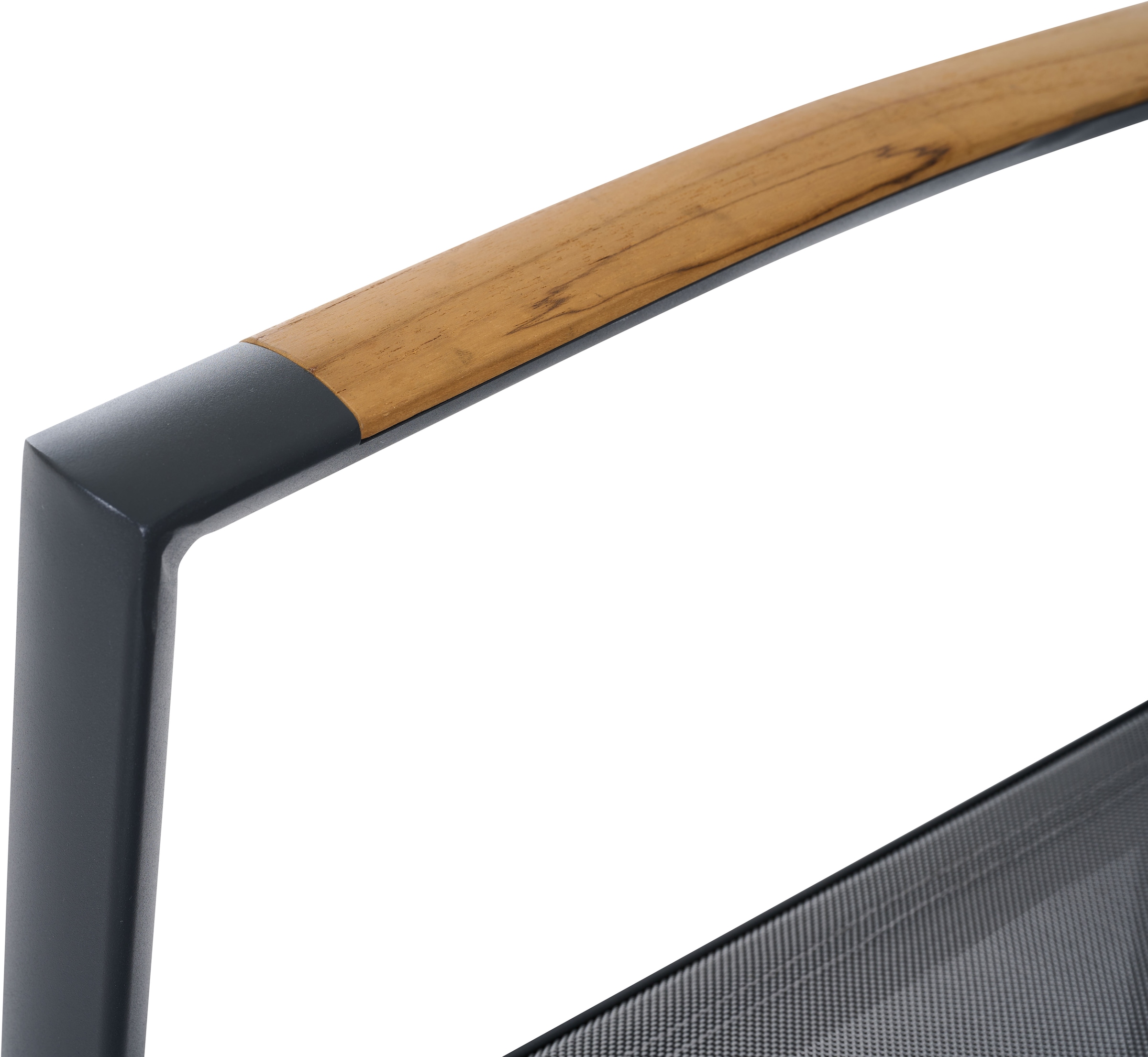 Siena Garden Gartensessel »VELIA Stapelsessel matt anthrazit« Gestell aus Aluminium, Armlehnen aus Teak FSC® 100%