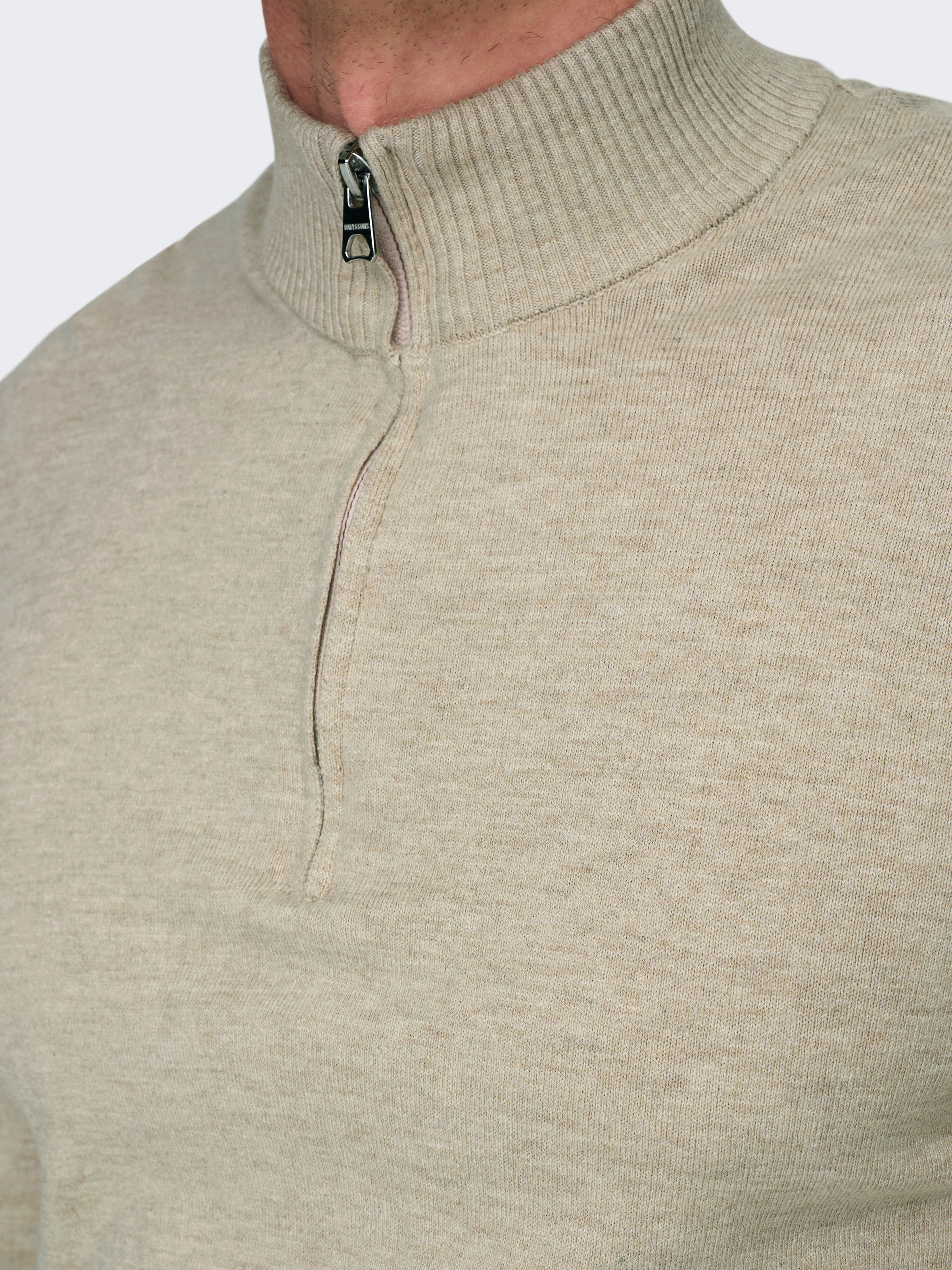 Thumbnail - ONLY & SONS Troyer "ONSLOUI REG 12 MEL HALF ZIP KNIT NOOS"