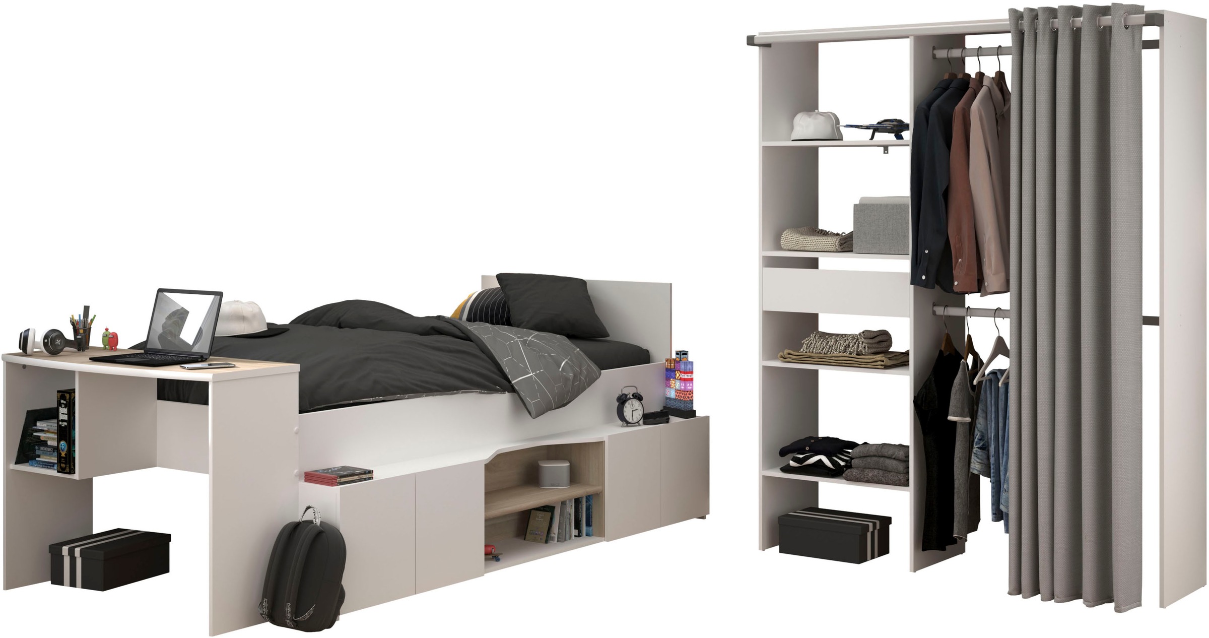 Jugendzimmer-Set PARISOTweiß, Schlafzimmermöbel-Sets, "Parisot Cleo 11"