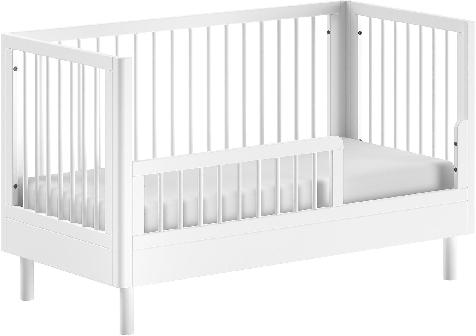 Home affaire Babybett »Forrest, aus massiver Buche weiß lackiert, zeitloses Design«, 3-fach höhenverstellbarer Lattenrost, sehr stabil gebaut