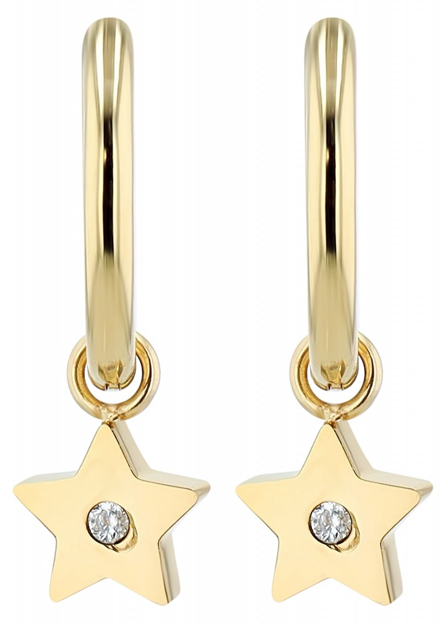 Adelia´s Paar Ohrhänger »Damen Ohrhänger aus Edelstahl mit Stern und Strass - - Ø 12 mm«